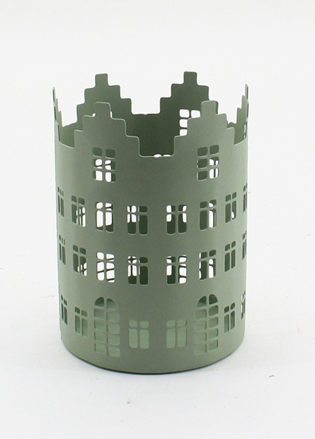 Häuserreihe Windlicht grün 13