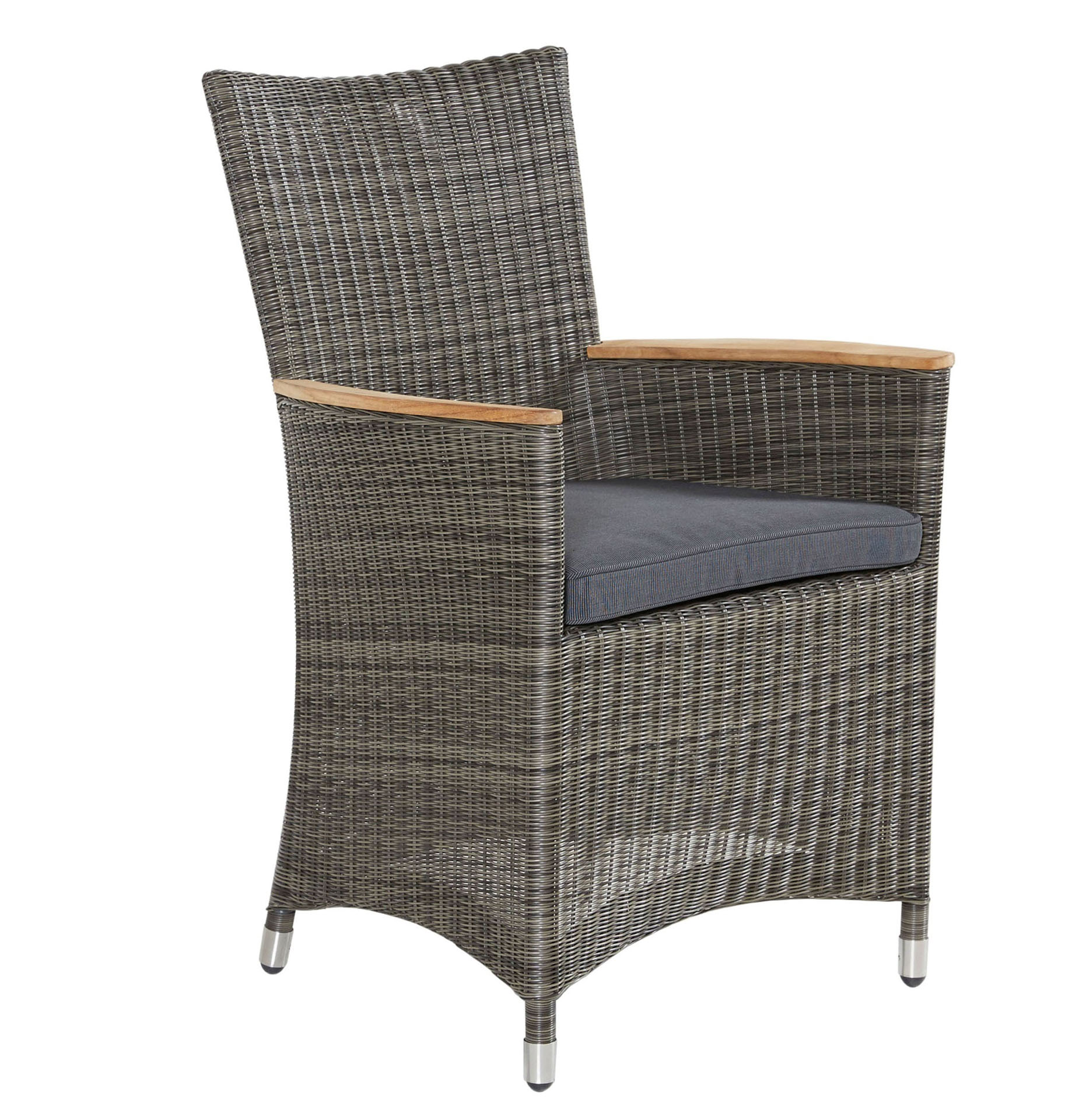 Chelsea Armlehnstuhl m/Teakarmlehne, grey black