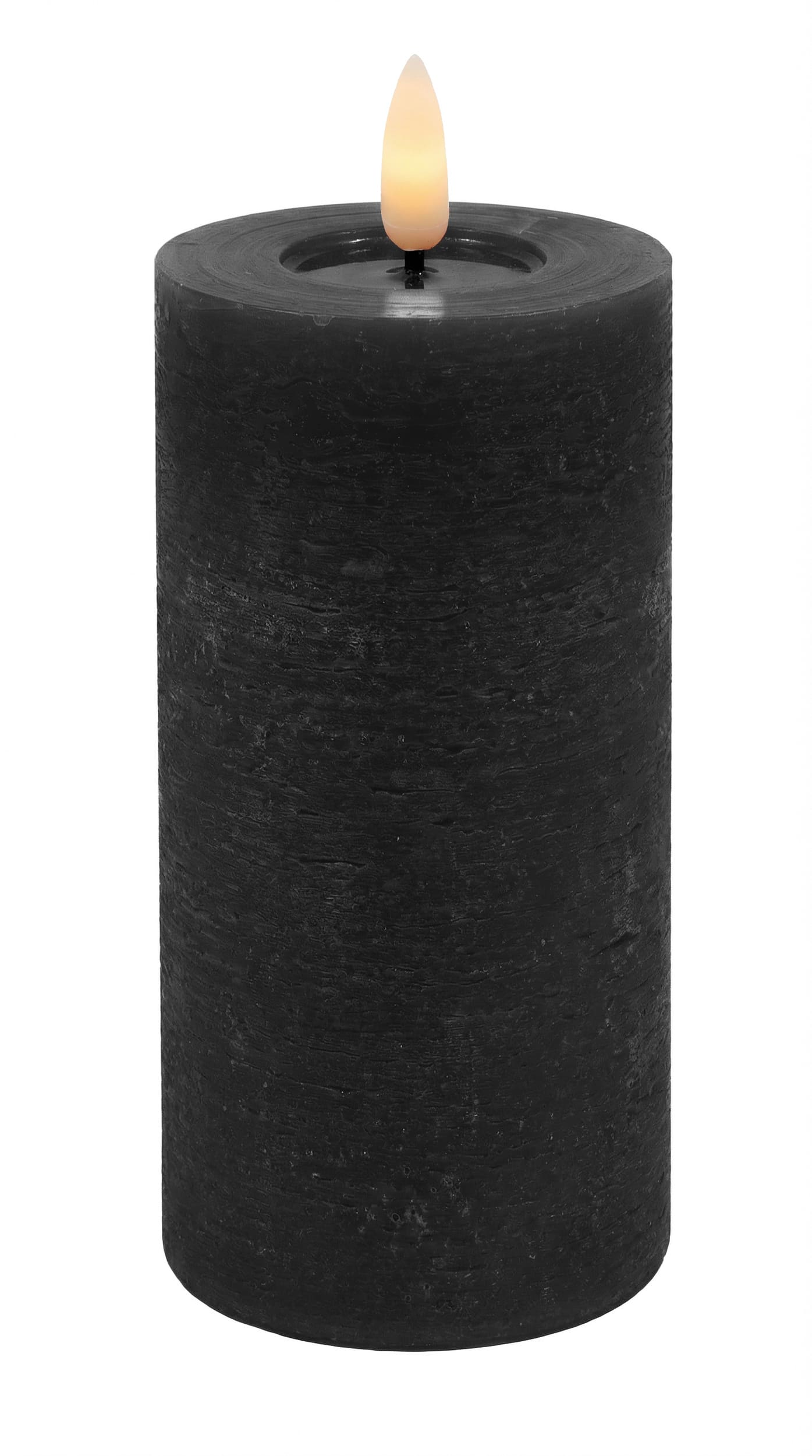 LED Stumpenkerze black rustic 7,5x15