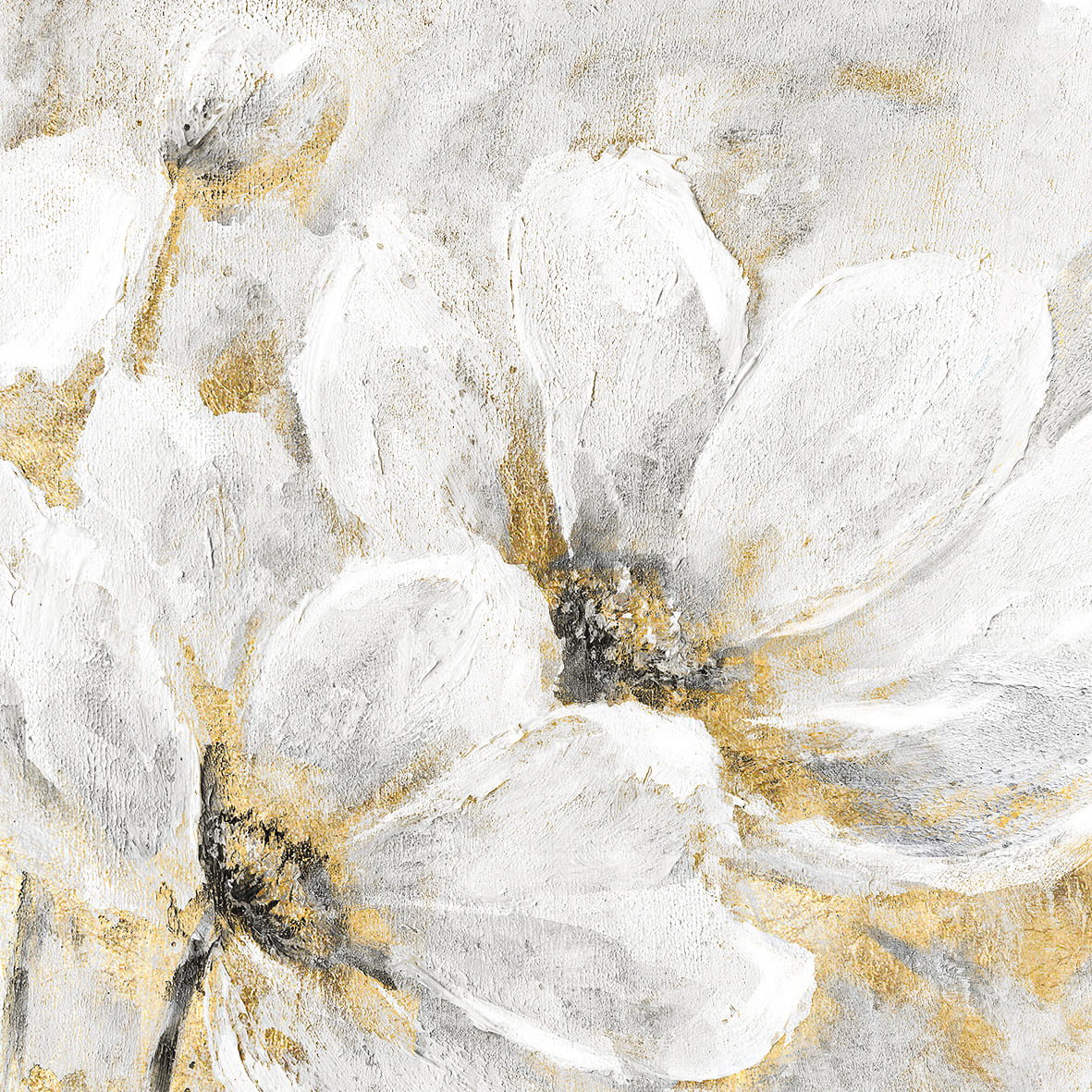Ölbild weiße Blumen 70x70cm
