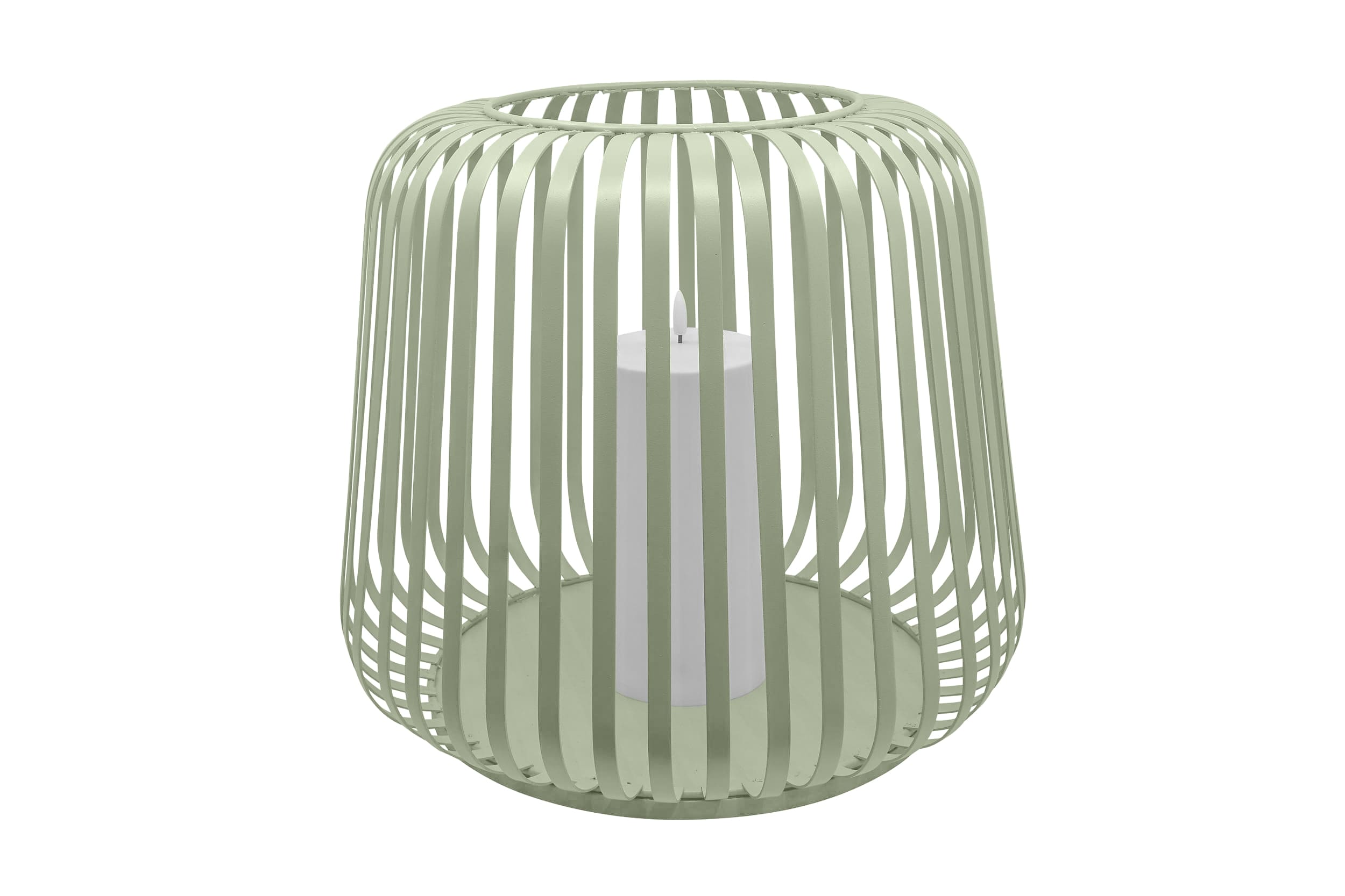 Solar Laterne Cottage Metal green mit Stumpenkerze white 40x40x35cm