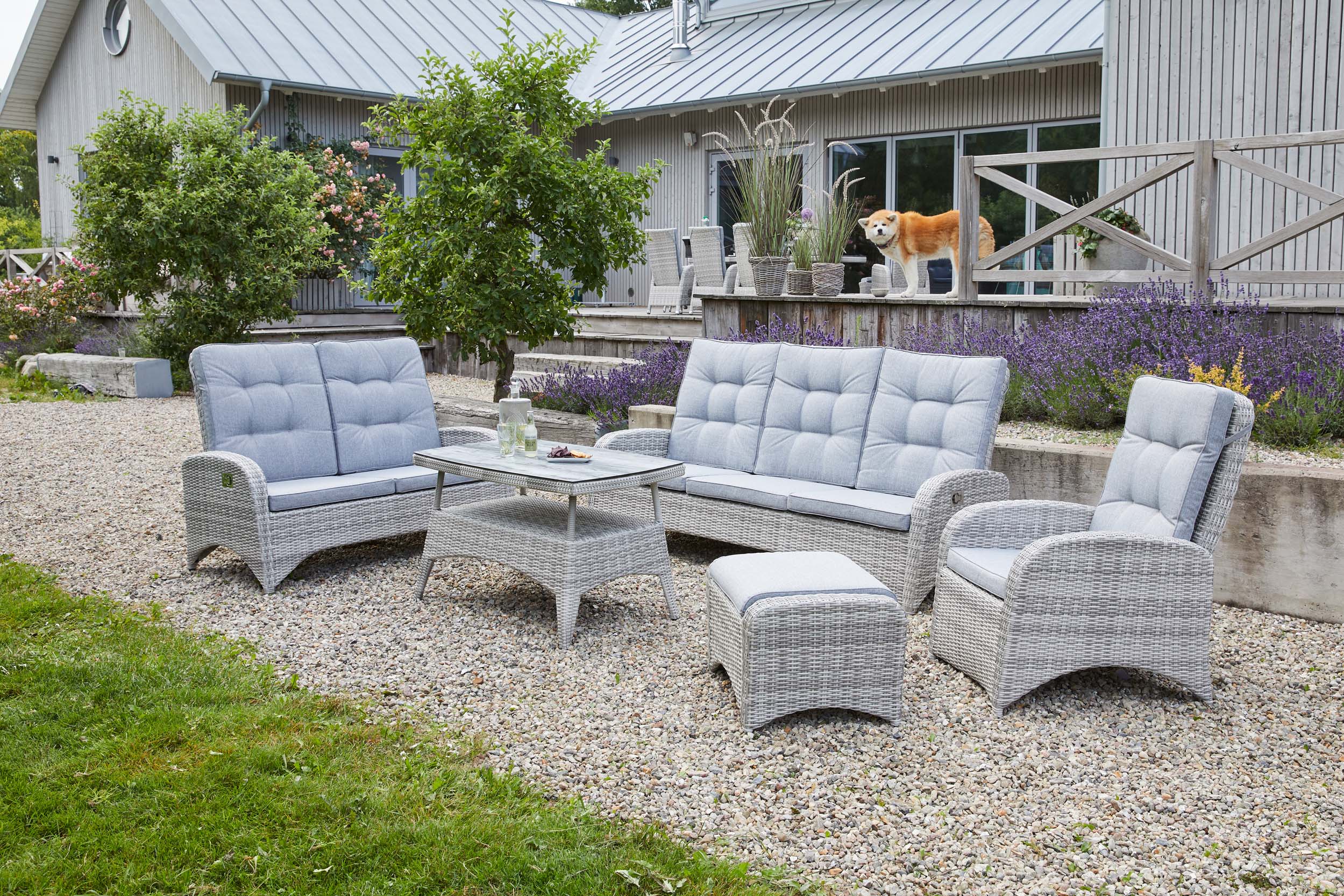 Living Sofa "Nizza" white grey, 3-Sitzer, inkl. SK