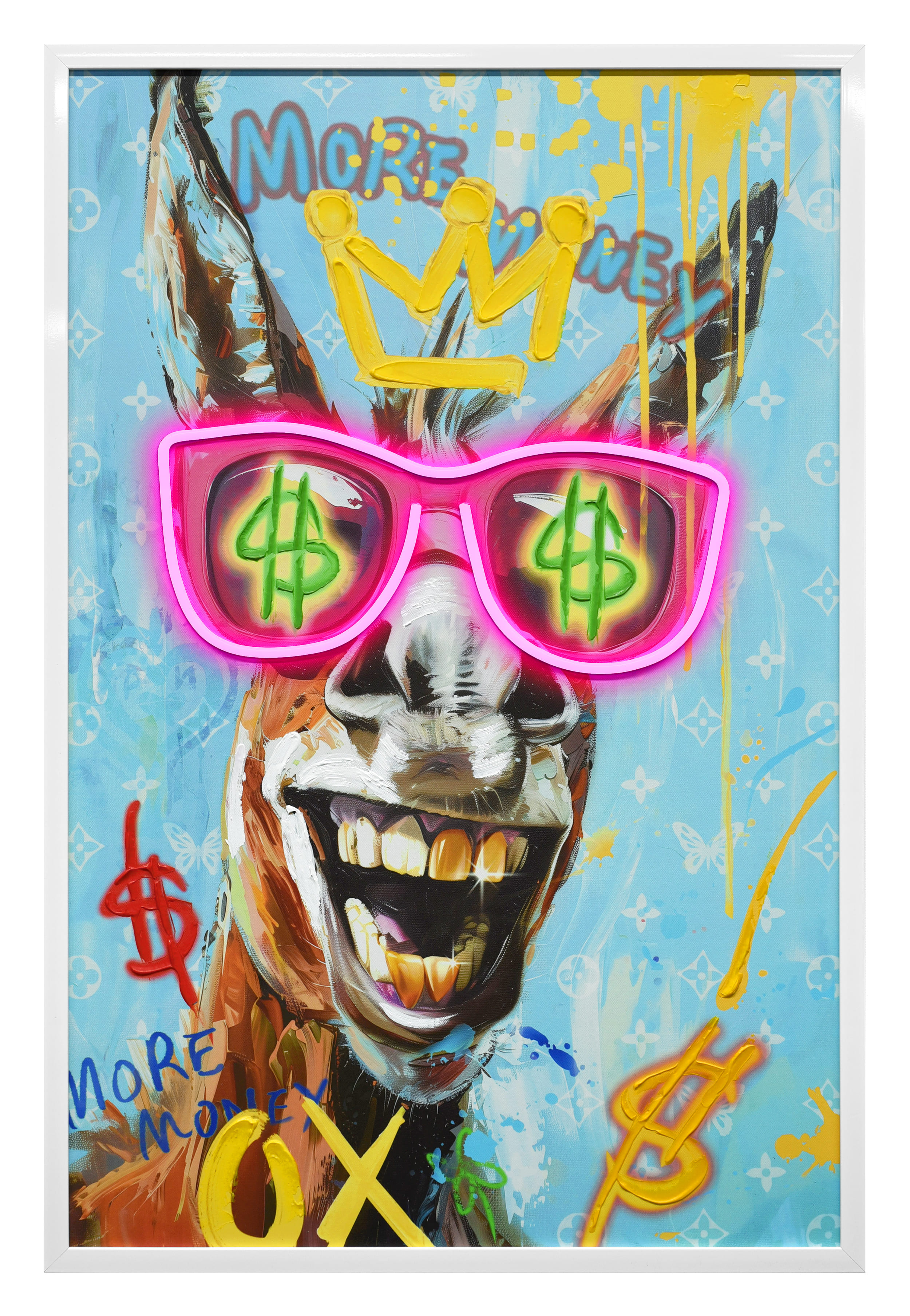 Wandbild Frame LED Singing Donkey 60x90cm