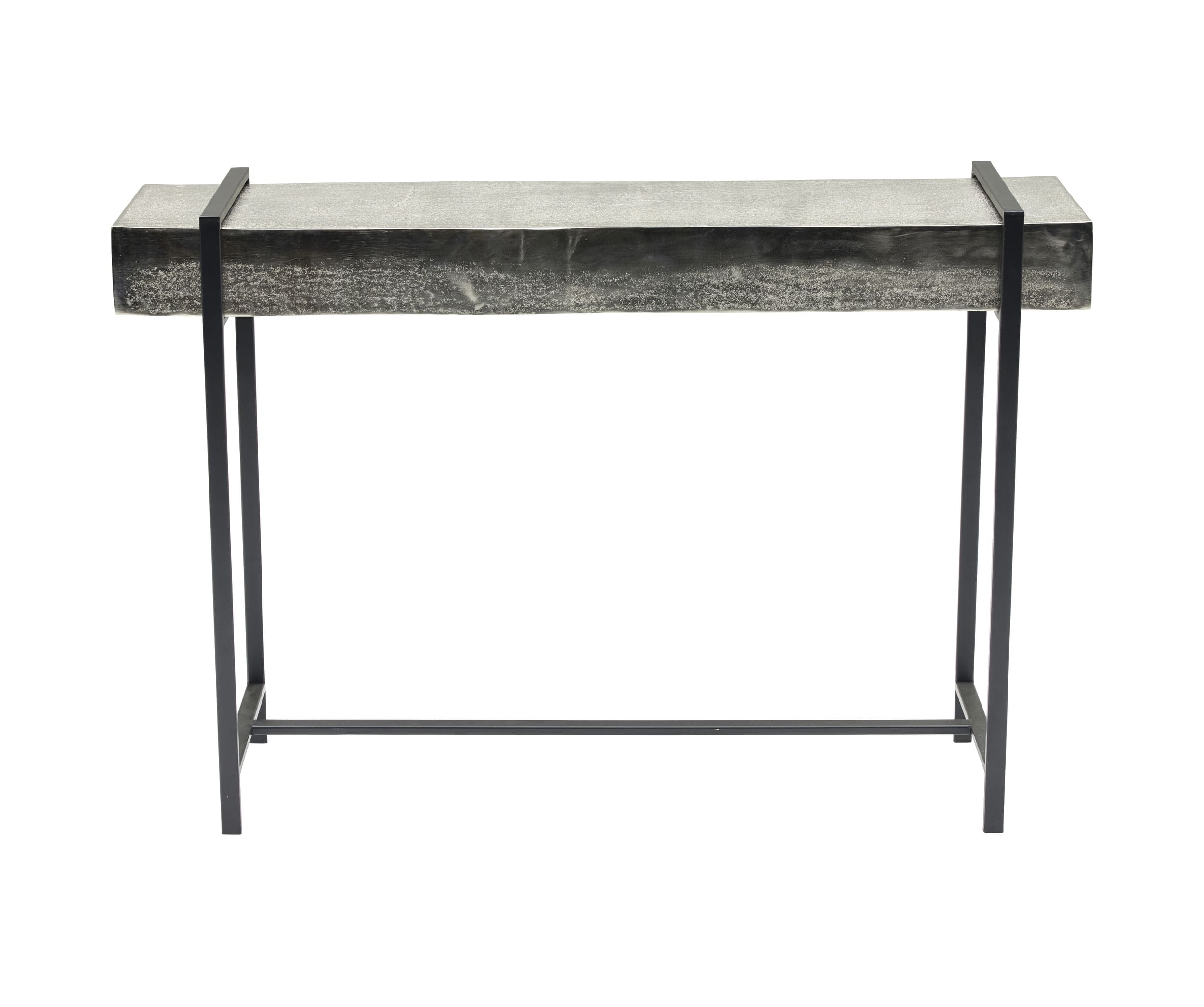 Konsole Alu Nickel mit Metallgestell schwarz 120x33x80cm