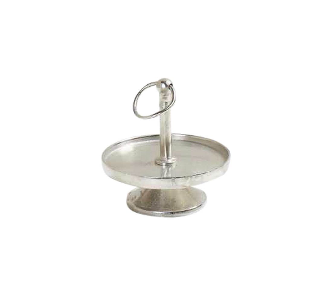 Etagere 1er rund Rohnickel antik D=15cm