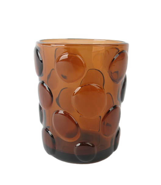 Votivlicht Glas braun mit Kreisdesign 8,2x8,2x10,5cm