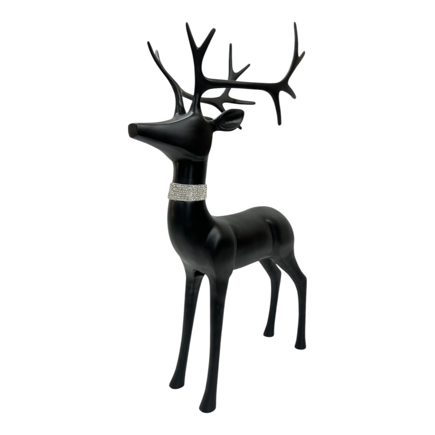 Figur Hirsch Alu schwarz mit Schmuckhalsband 55,85x22,85x92,75cm