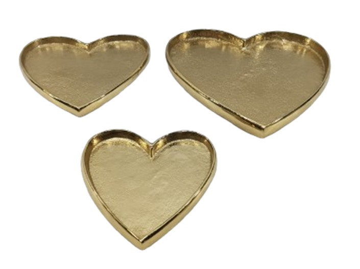 Dekoteller Herz Alu gold 16x15x2cm