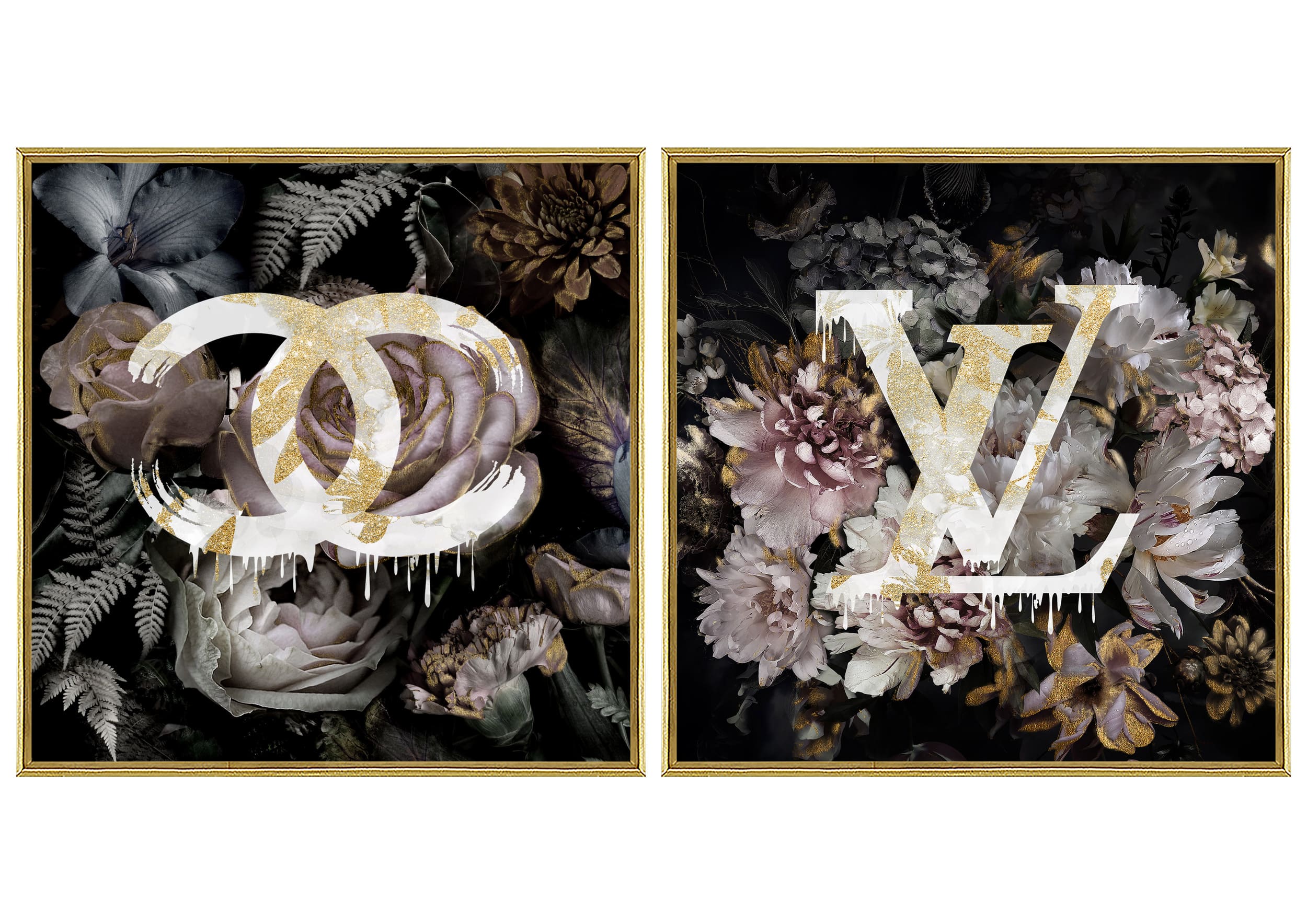Wandbild Frame 2-fach sort. Flowers Label 40x40cm