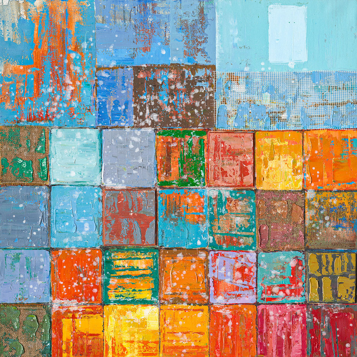 Ölbild multi color abstrakt 100x100cm