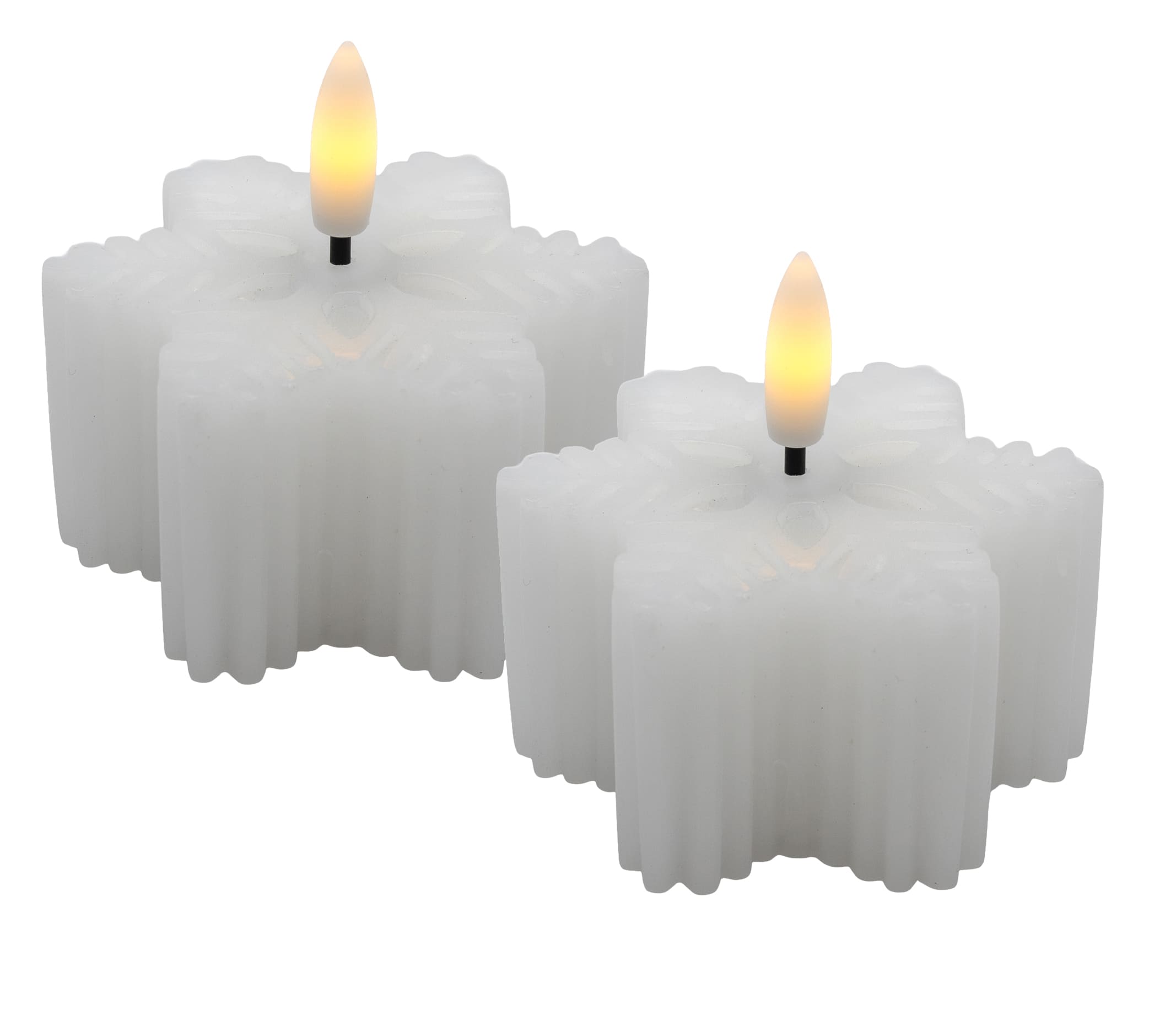 LED Schneeflockenkerze Set white 7,5x4
