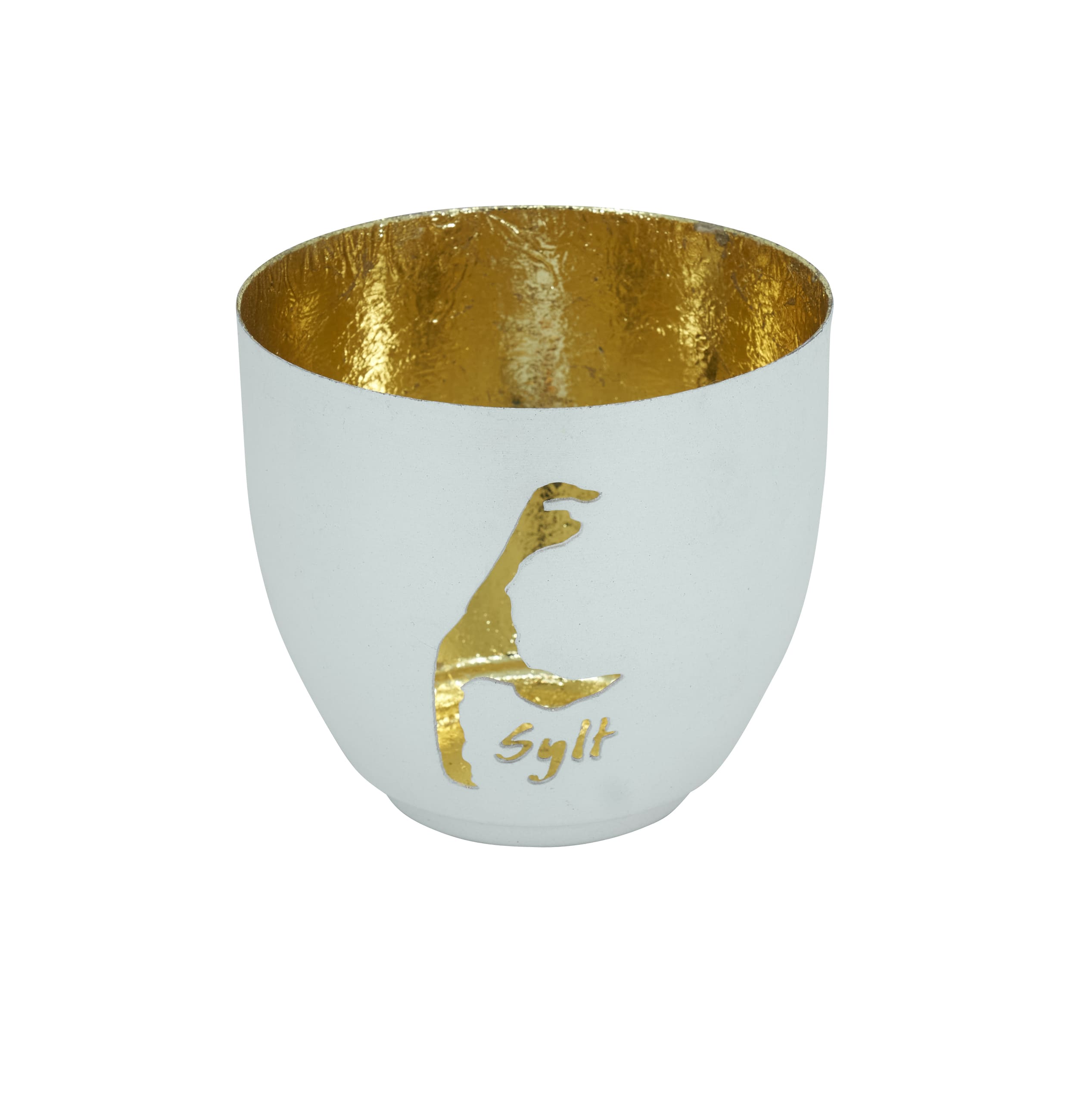 Votiv Bali Sylt powder weiß gold metallic D=10cm H=9cm
