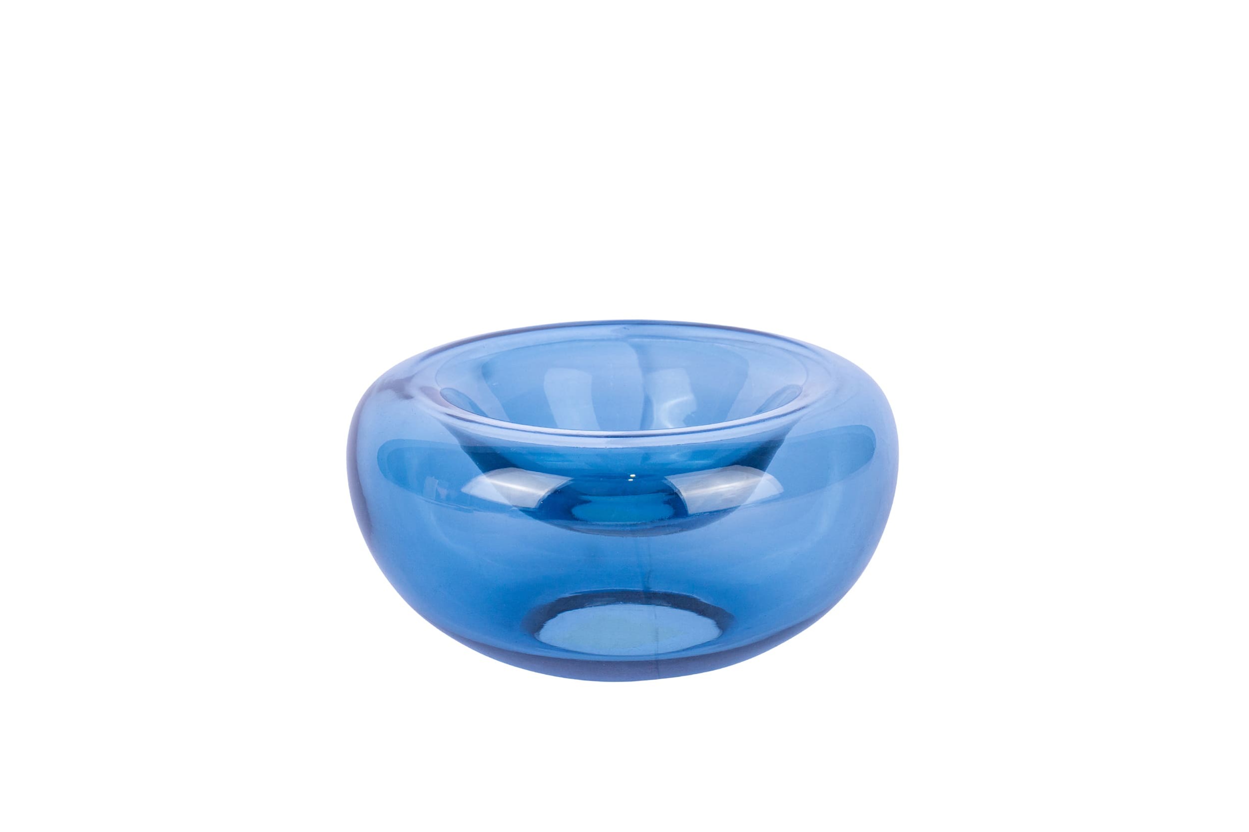 Dekoschale Glas blau grau glatte Oberfläche 15x15x7,5cm