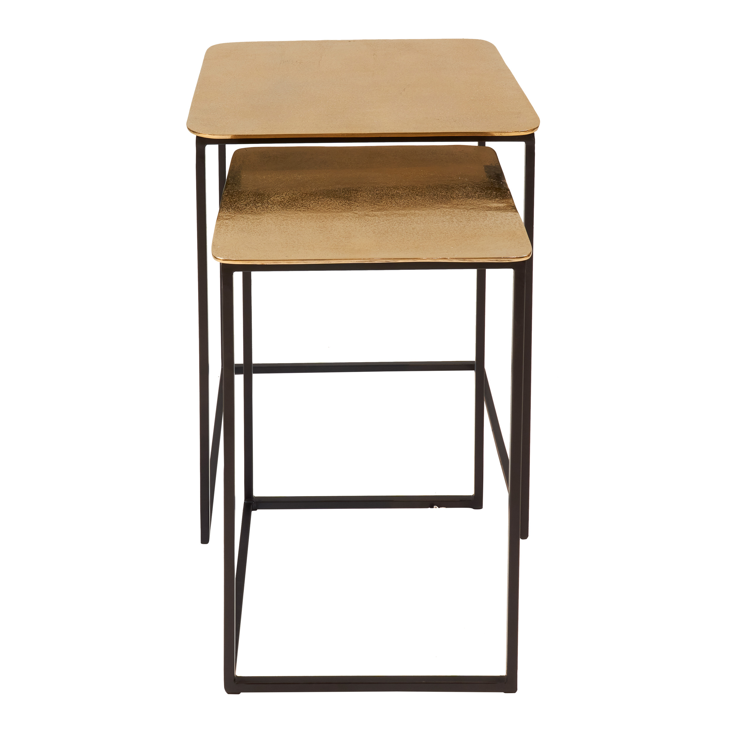 Tisch Set 2 Top Alu schwarz Gestell Metall schwarz  47x47x50cm 35x35x50cm