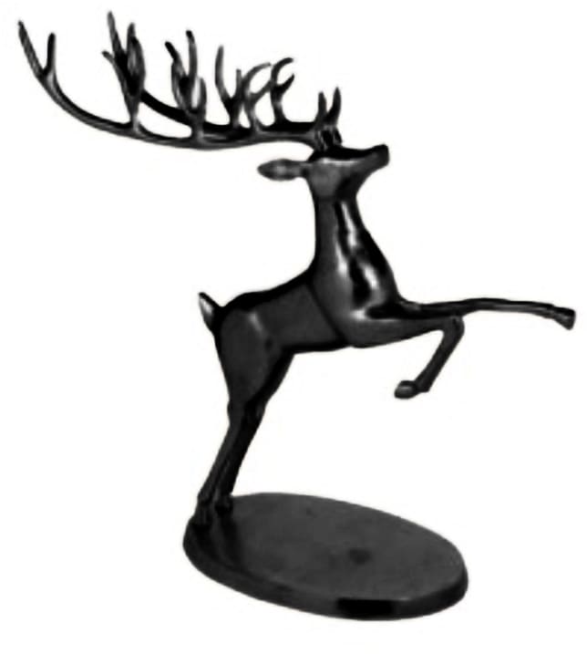 Figur springender Hirsch Alu schwarz matt  93x39x110cm