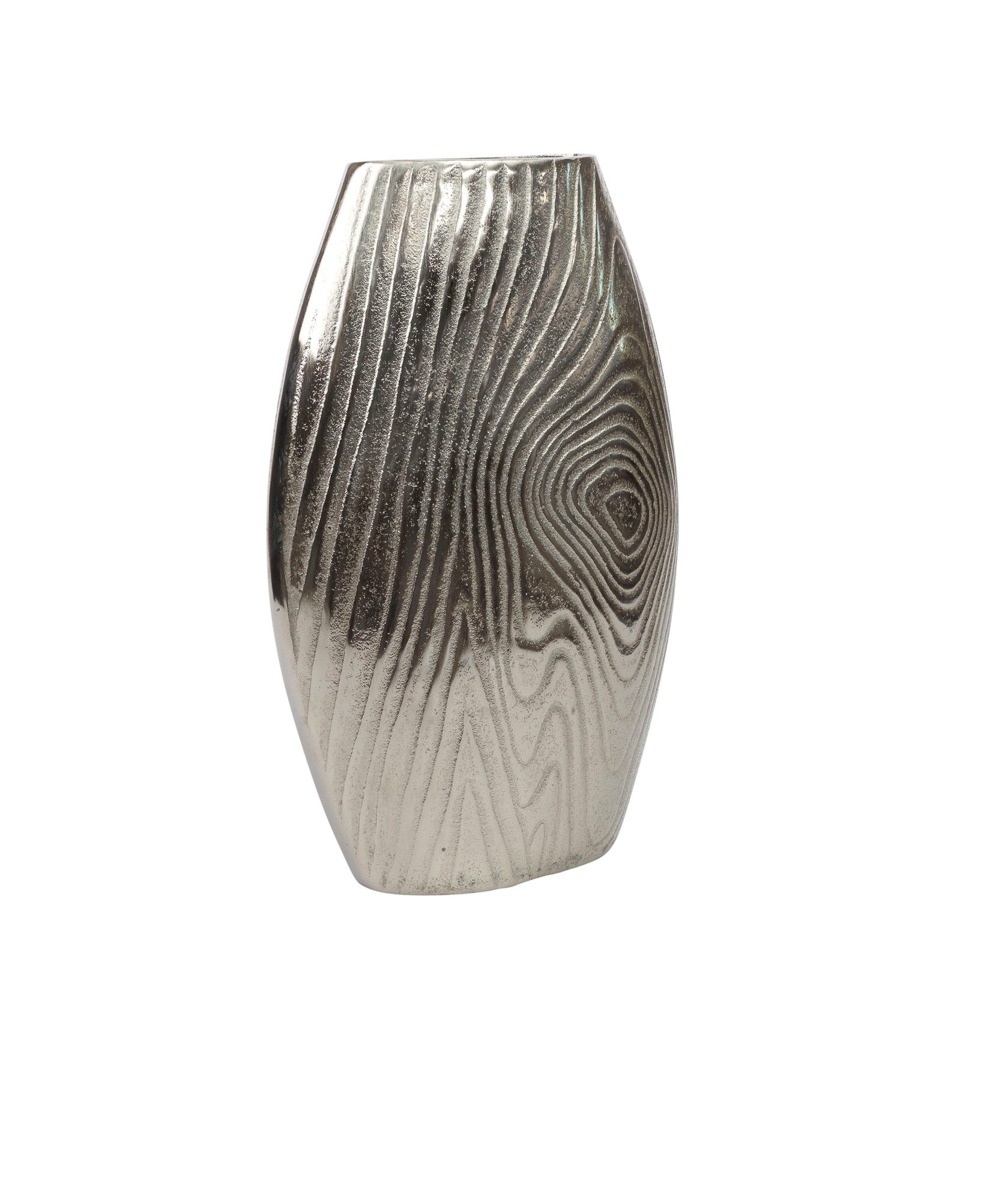 Vase oval Alu Nickel Wellendesign 22x22x34cm