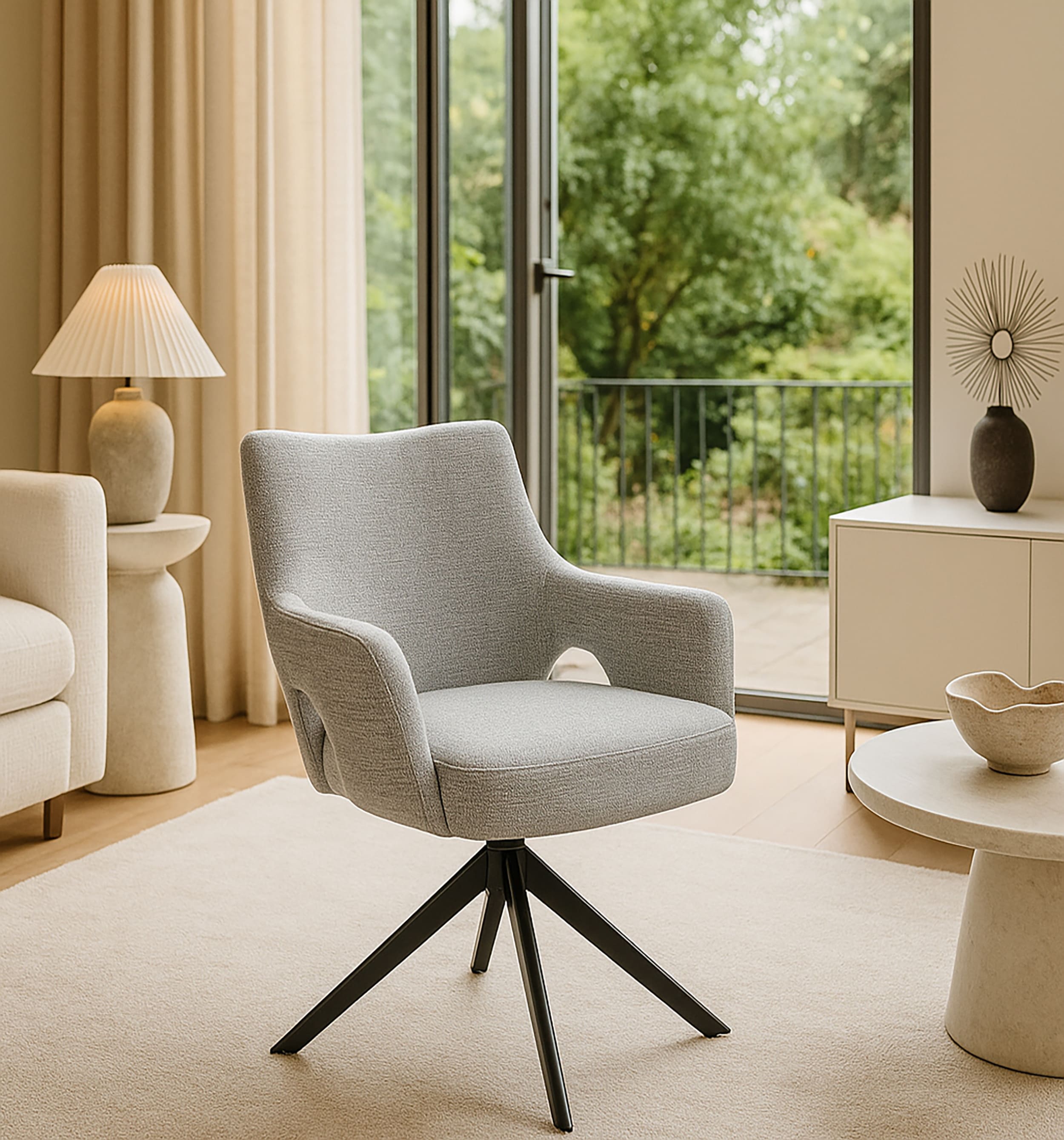 Drehstuhl Livrono Webstoff grau 62x60x85cm Drehstuhl Livrono Webstoff grau 62x60x85cm