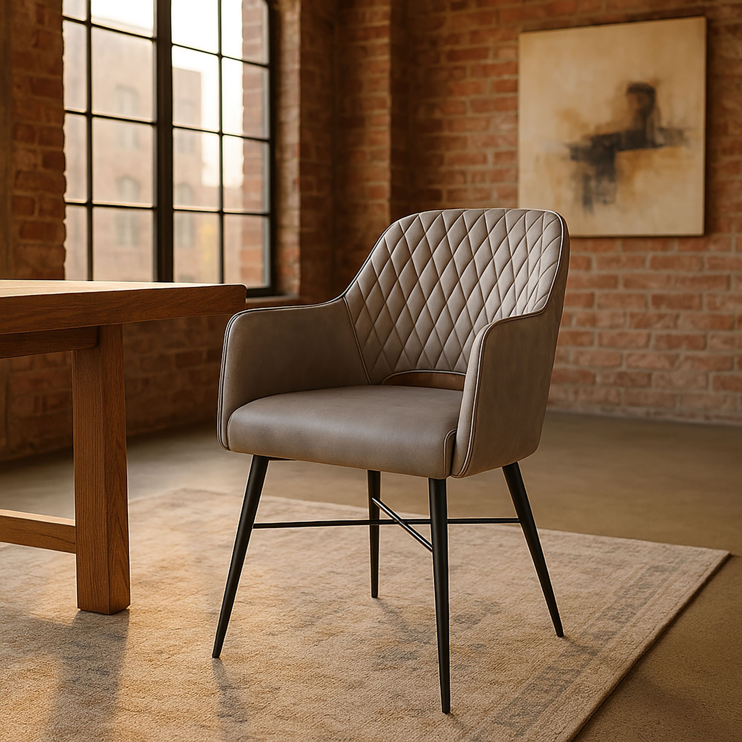 Armlehnenstuhl Virginia Leder hellgrau Armlehnenstuhl Virginia Leder hellgrau