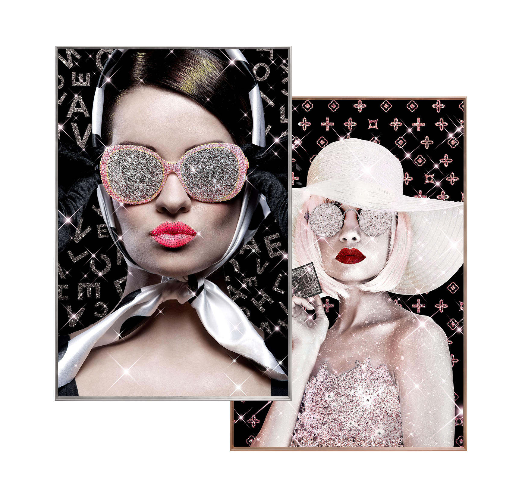 Wandbild Frame 2-fach sort. Ladies with Sunglasses 20x30cm