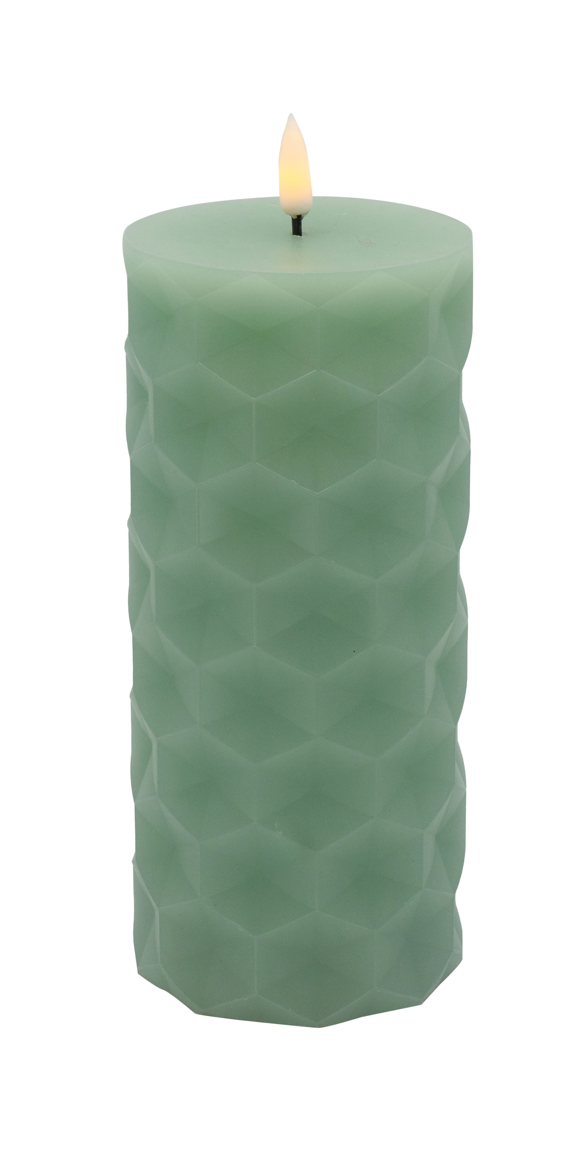 LED Kerze Wabenmuster turquoise 8x18 cm