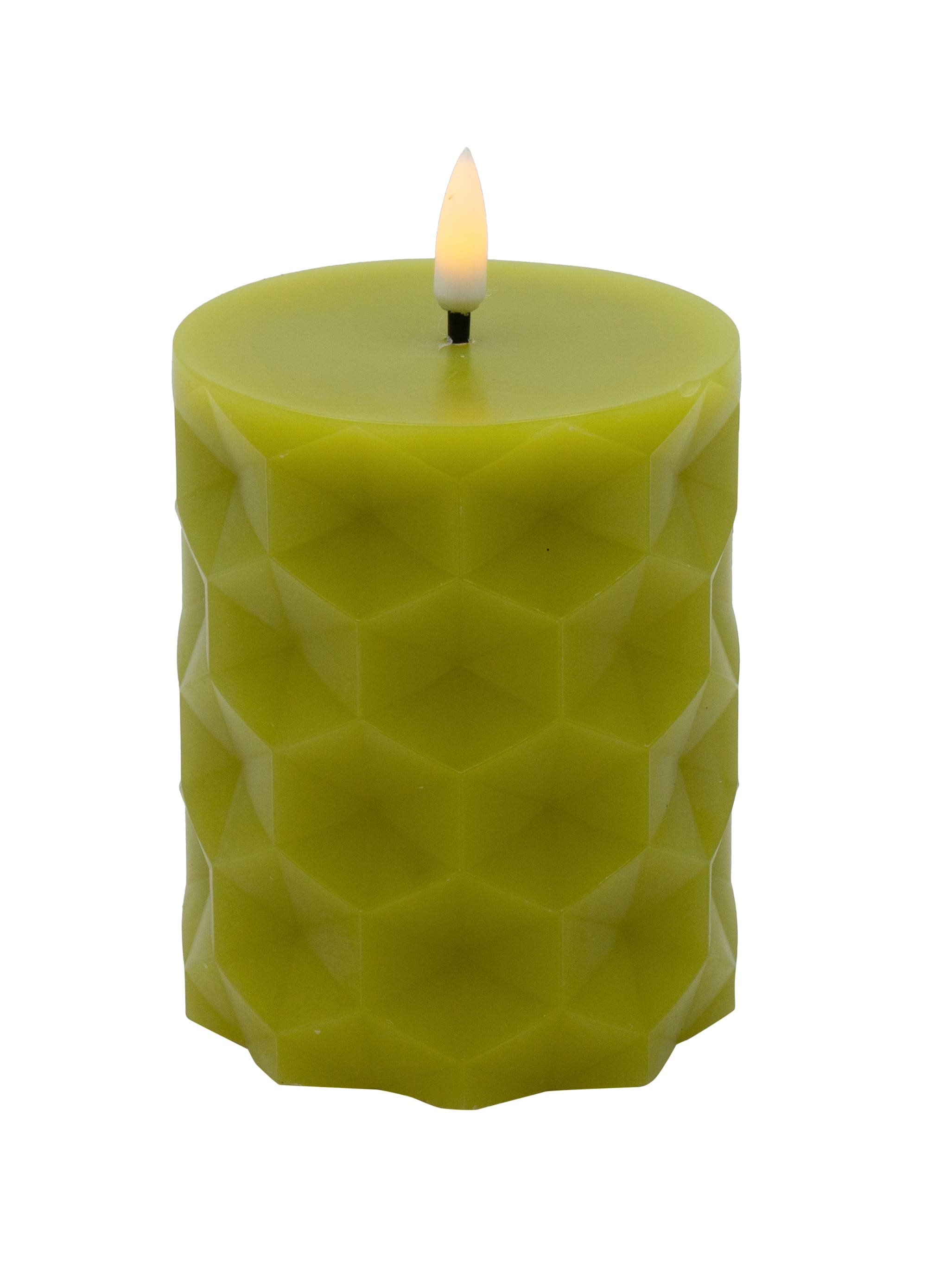LED Kerze Wabenmuster Lime green 8x10cm