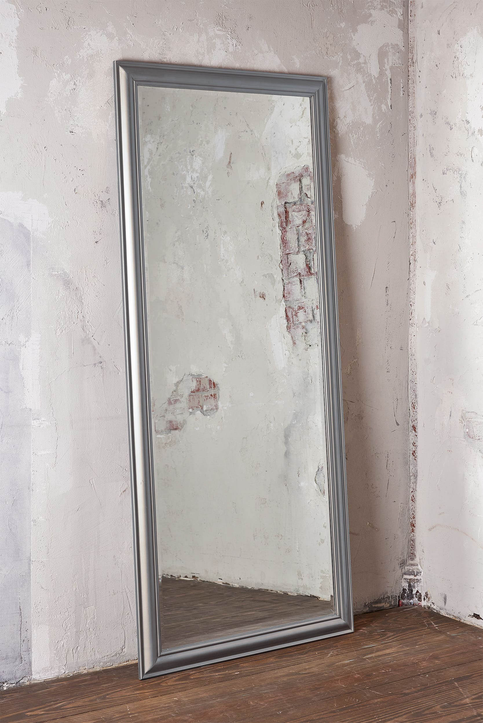 Wandspiegel Holzrahmen schlicht silber 80x180cm