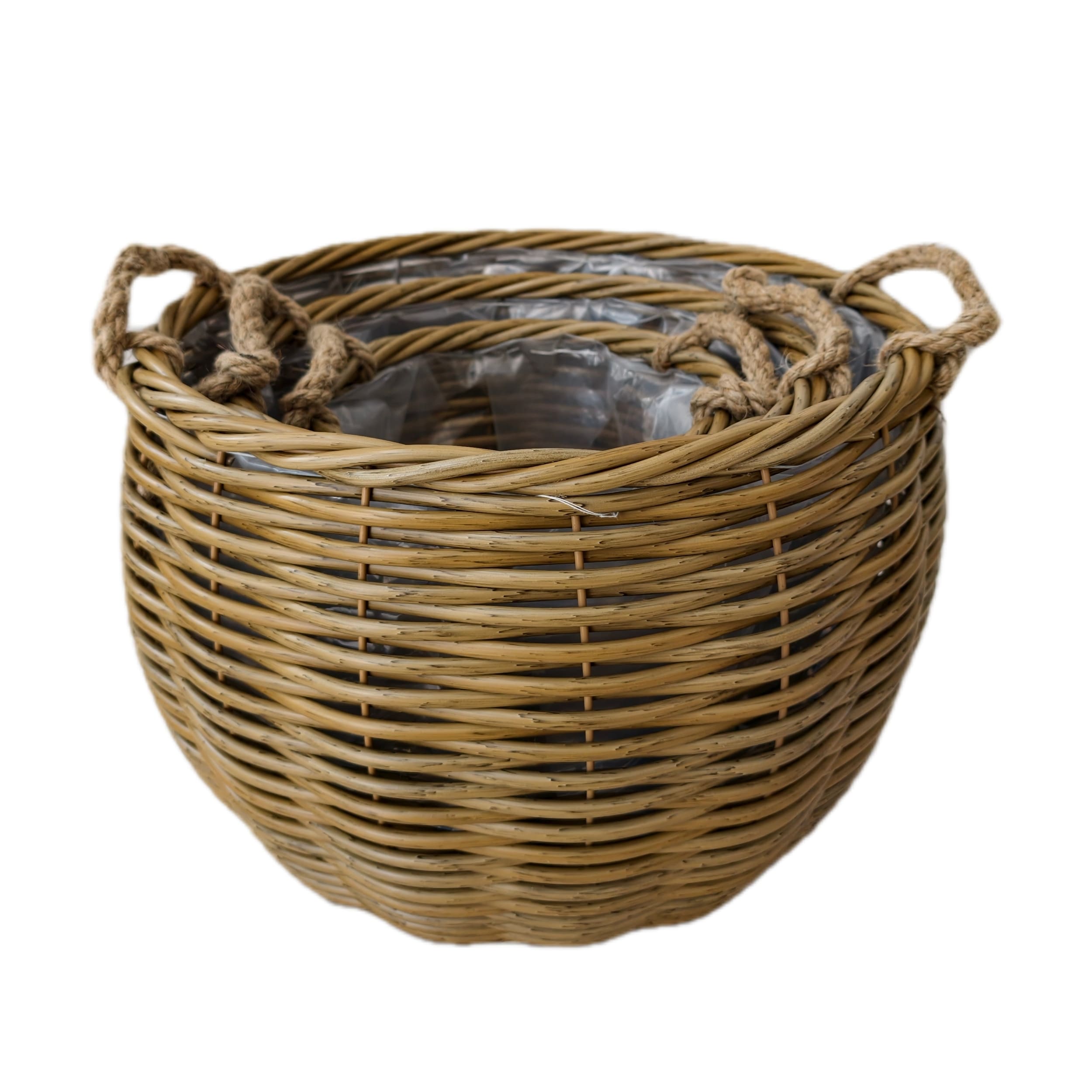 Korb Set 3 bauchig Kunststoff beige