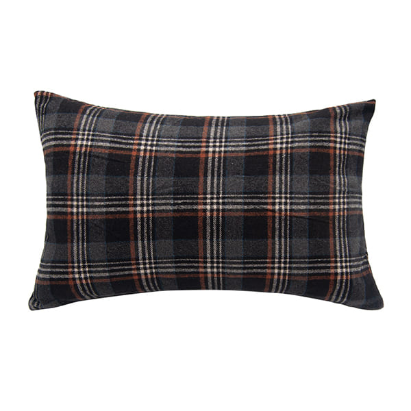 Dekokissen kariert grau orange 40x60