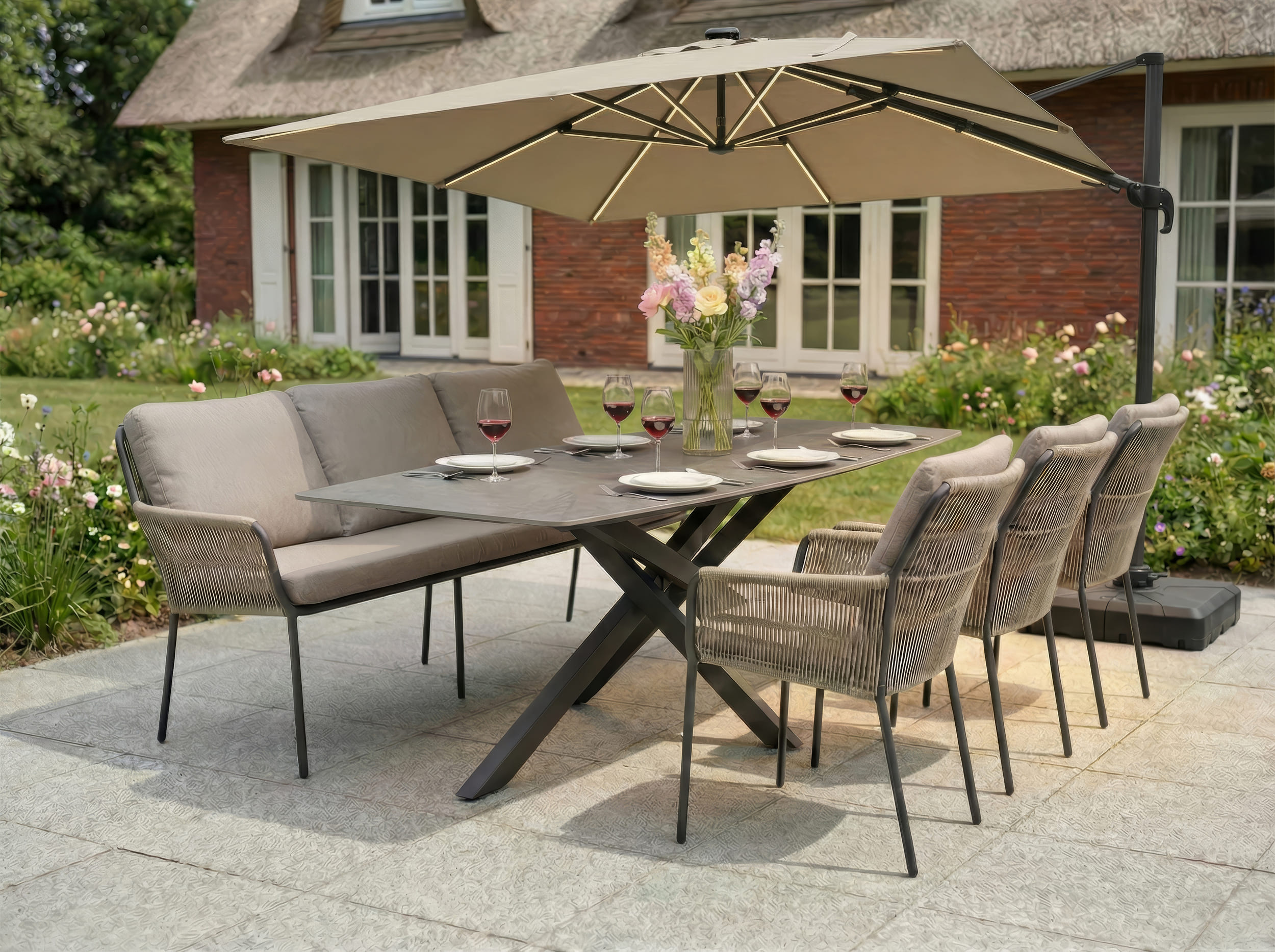 Ampelschirm "", 300cm, taupe solar