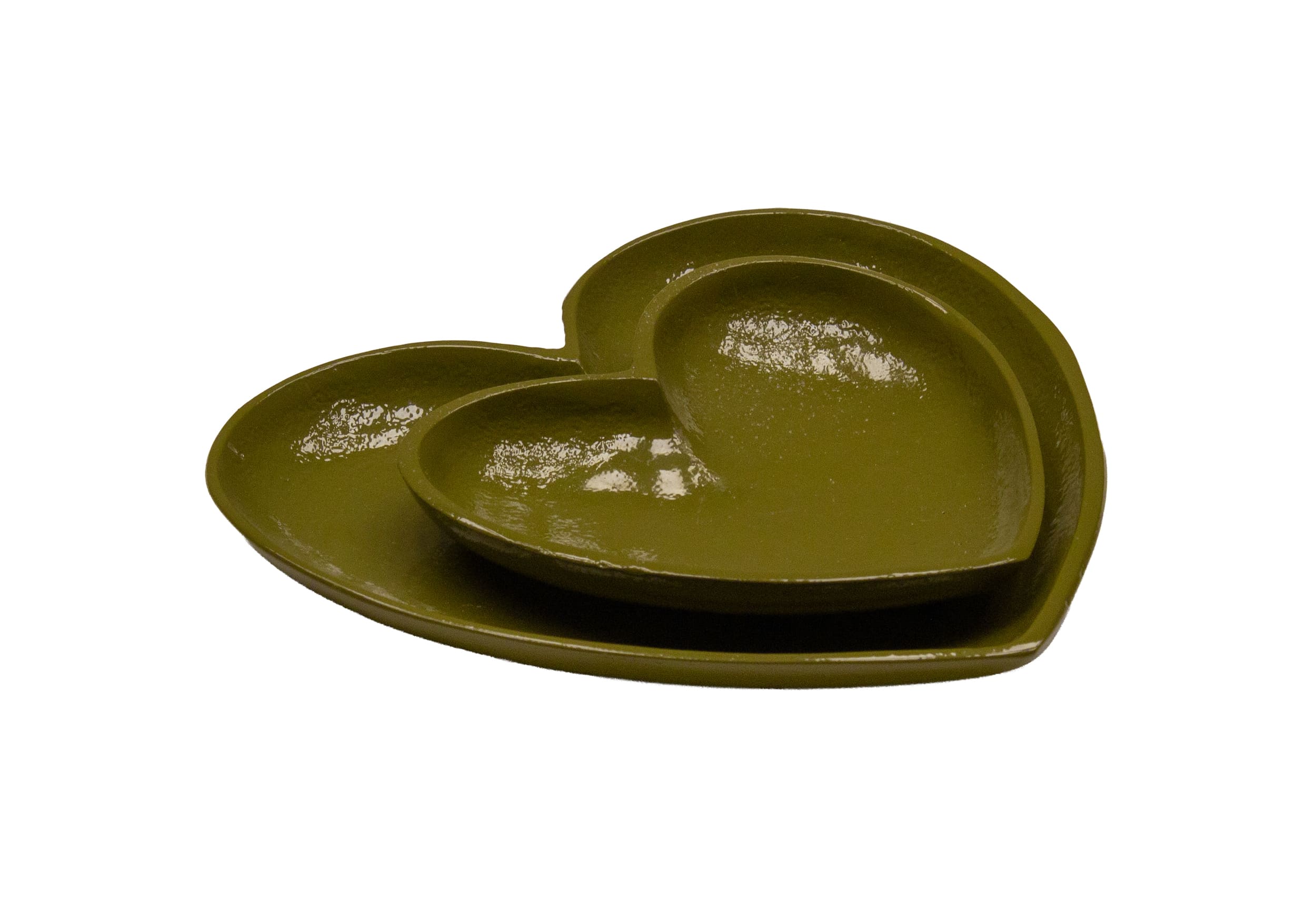 Kerzenteller Alu Herz moos 20x19x3cm