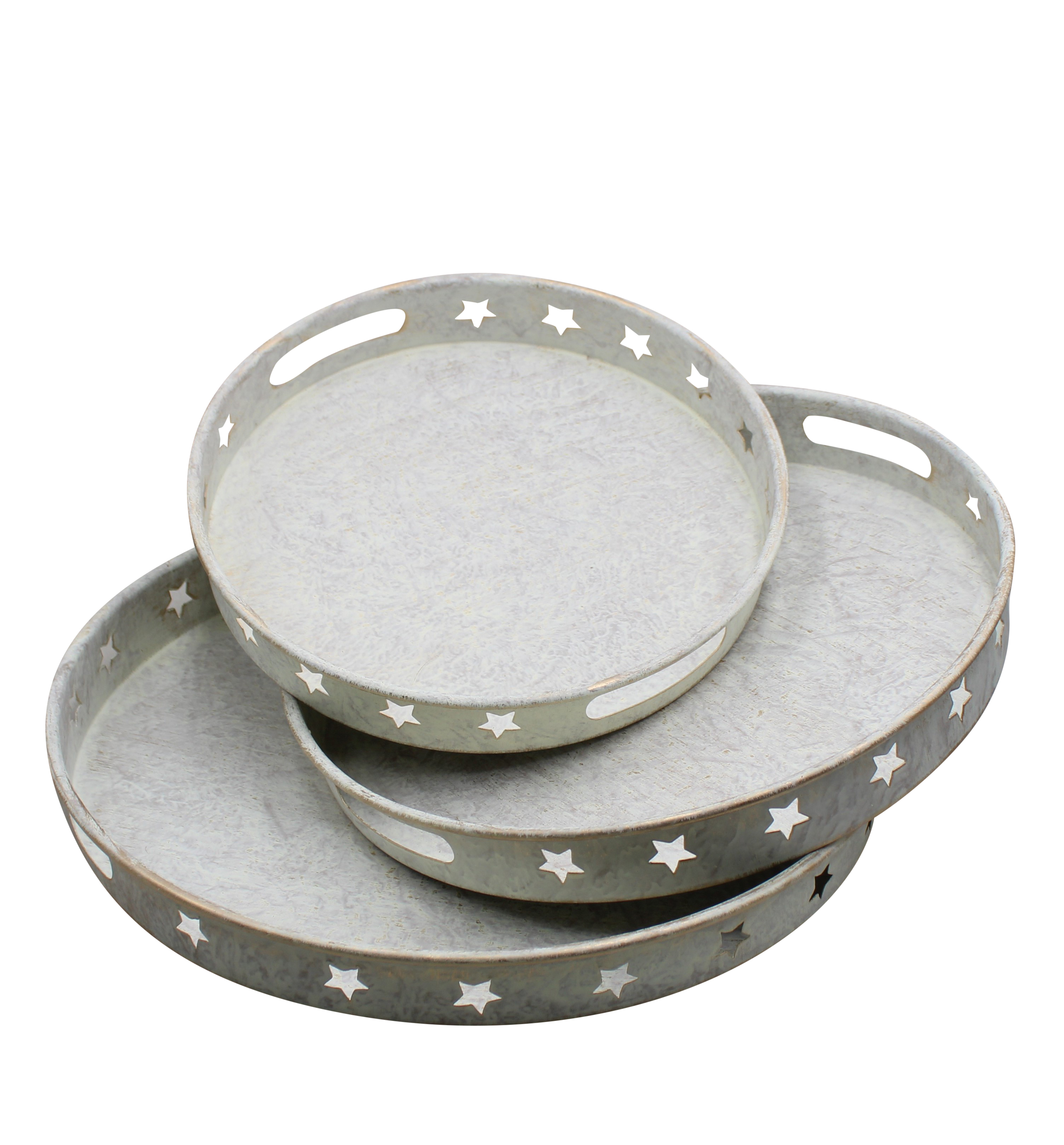 Tablett 3er Set Sterne Eissen weiß