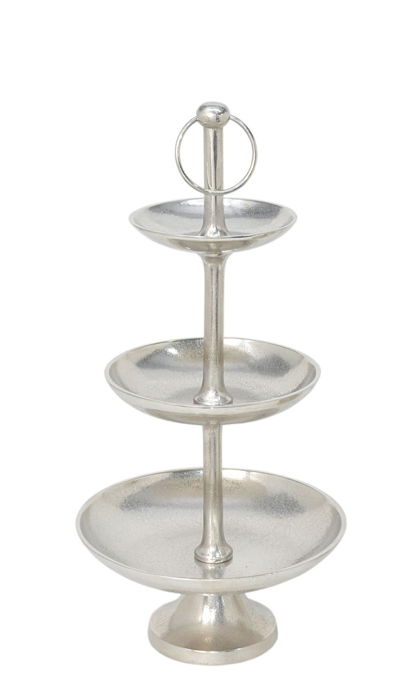 Etagere 3stöckig Alu Nickel rund H:53