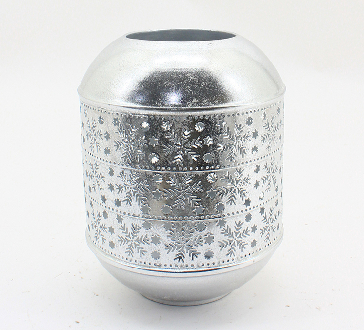 Windlicht Schnee L silber 26