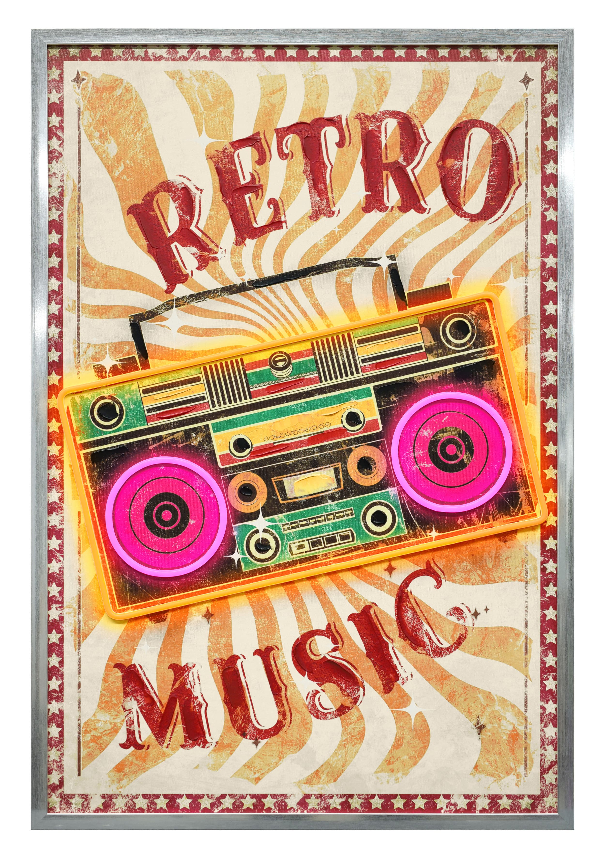 Wandbild Frame LED Retro Music 60x90cm