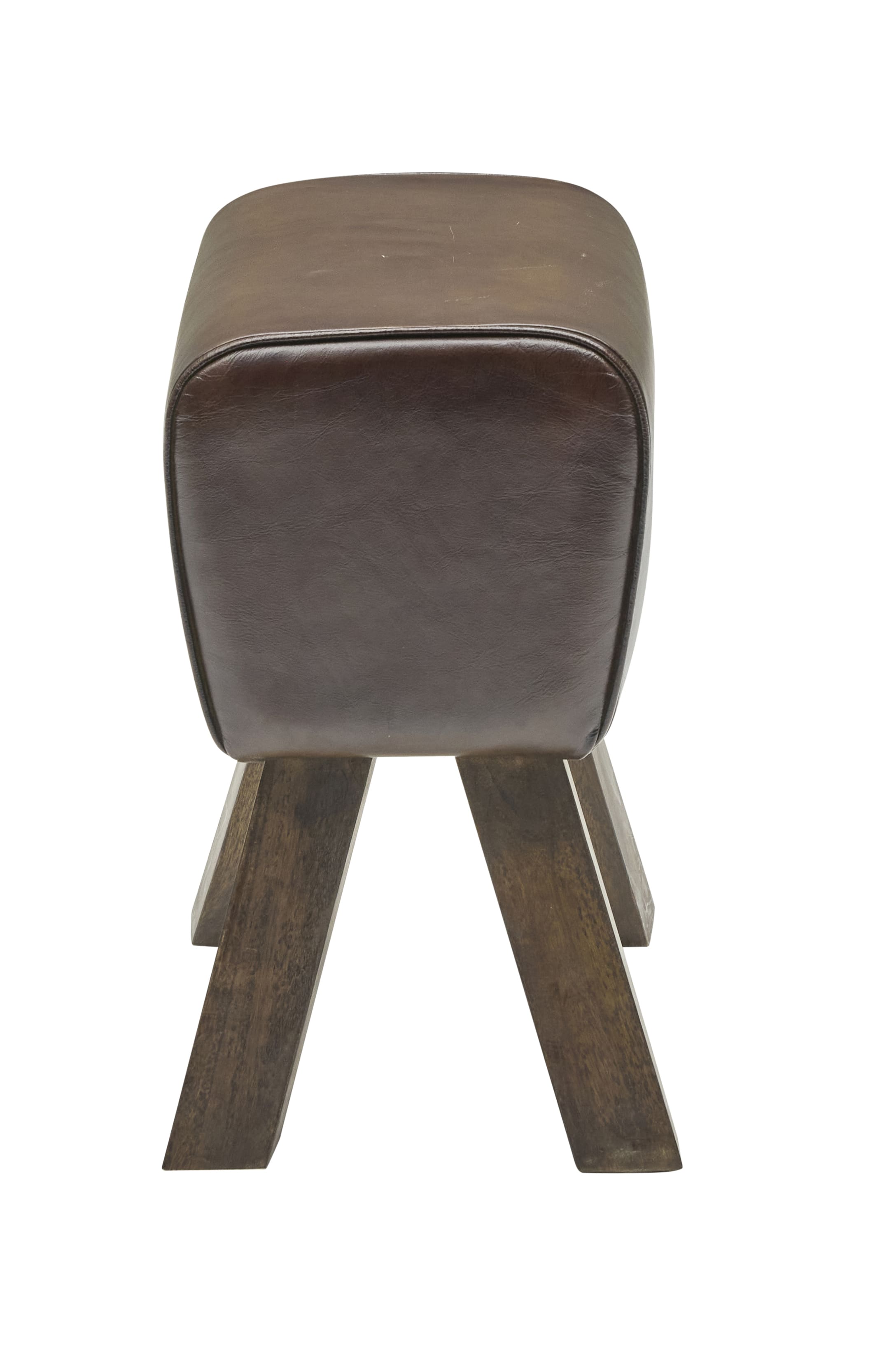 Hocker Lederbezug antik braun 41x30x51cm