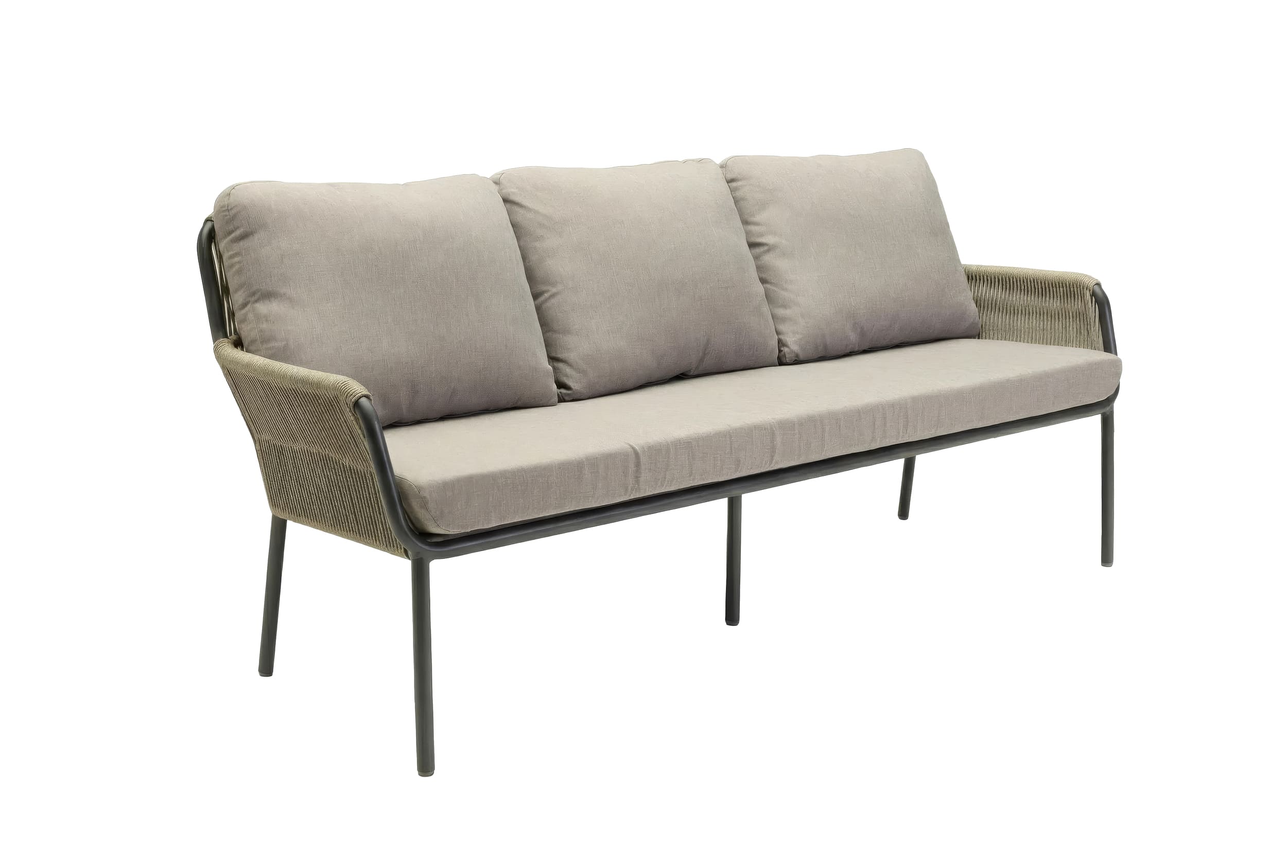 Dreisitzer-Bank "Como" Beige/Natur/Anth.