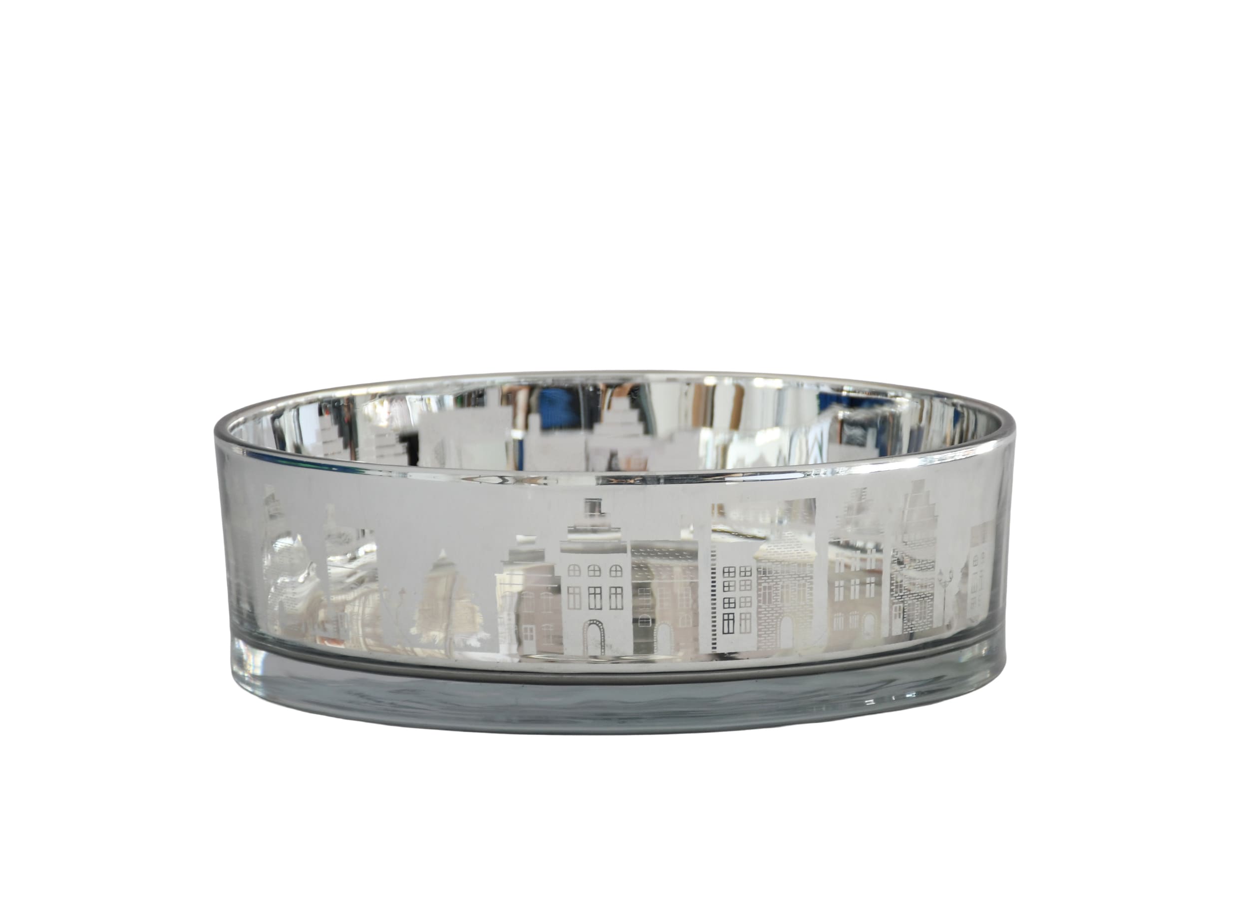 WL Schale Häuser spiegelnd silber