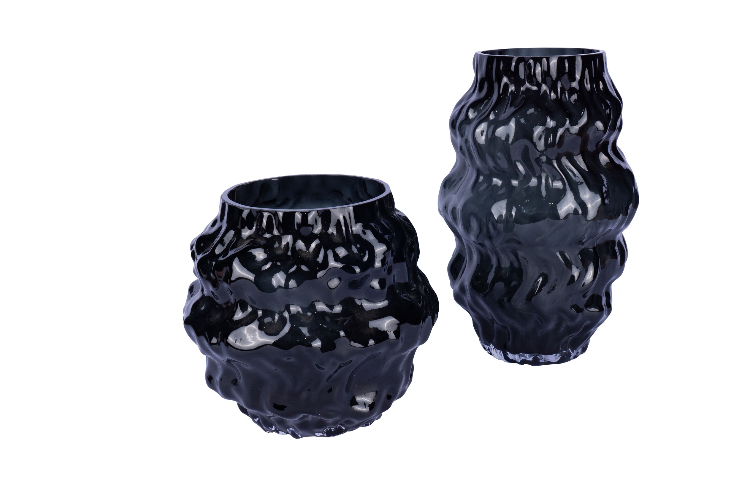 Vase Glas dunkelgrau mit Wellendesign 22x22x22cm