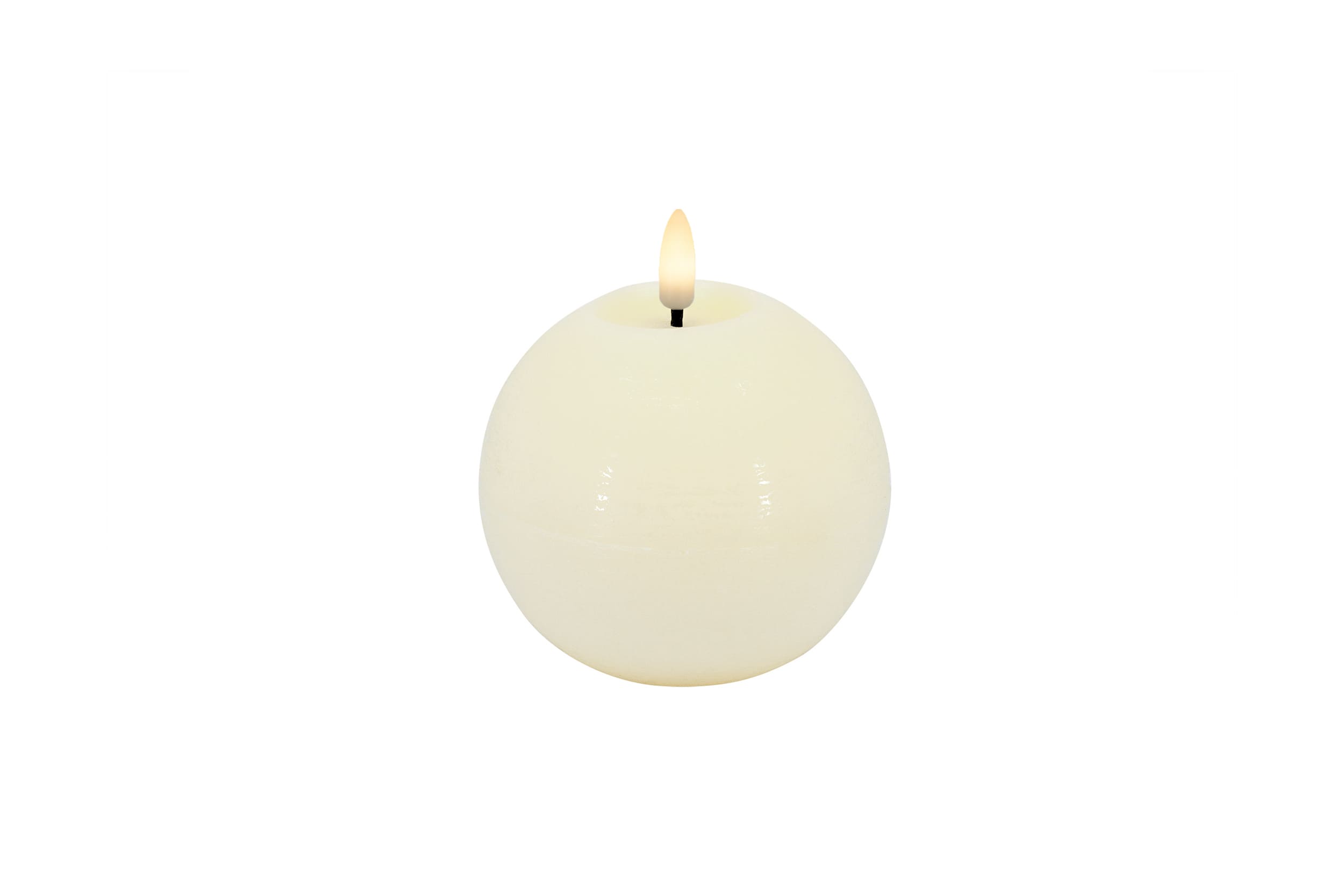 LED Kugelkerze Winter Echtwachs winter cream smooth 10x8,5cm 3D-Flamme warmweiß