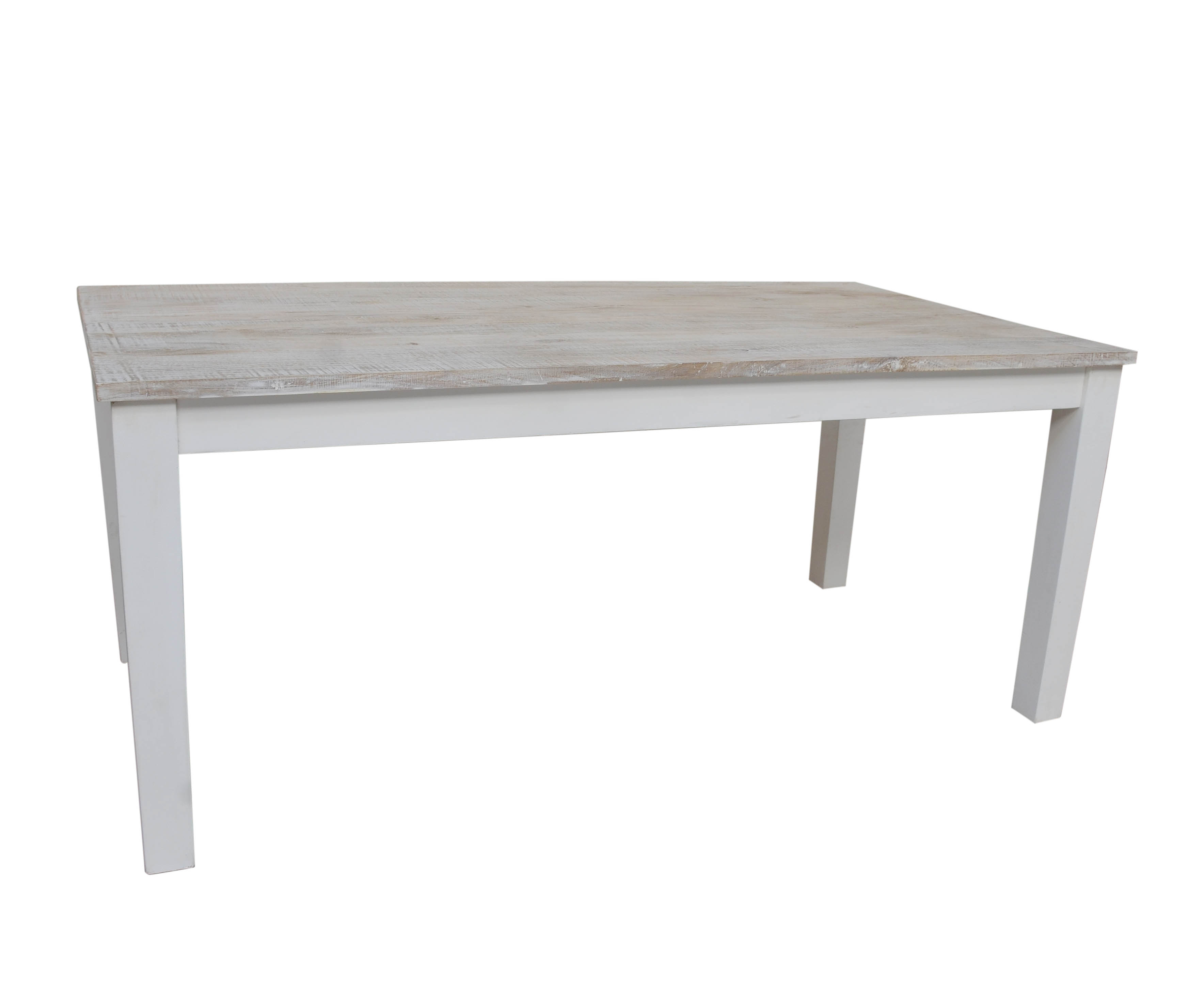 Esstisch Hampton Mangoholz weiß gewischt mit Schublade 180x90x77cm