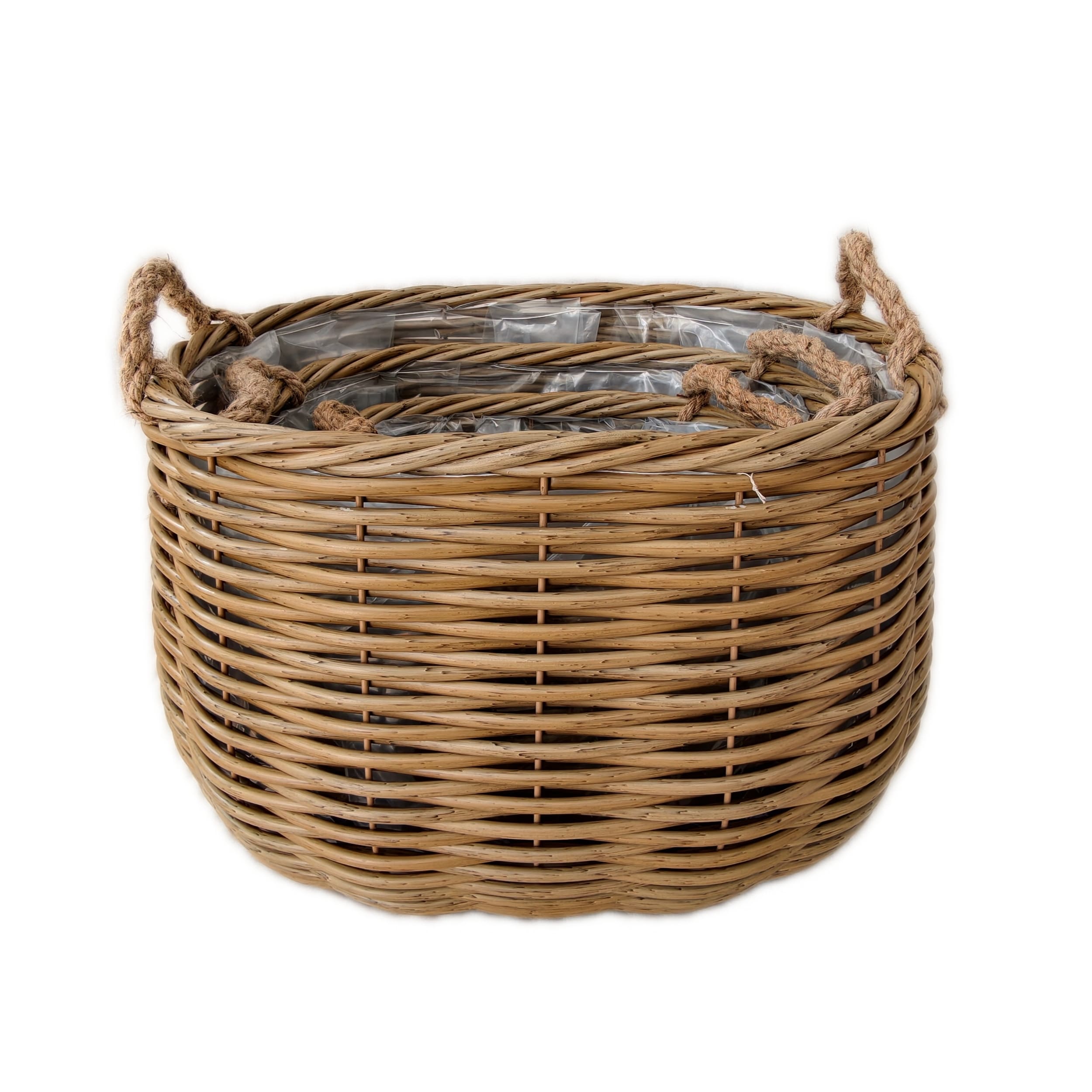 Korb Set 3 oval Kunststoff beige