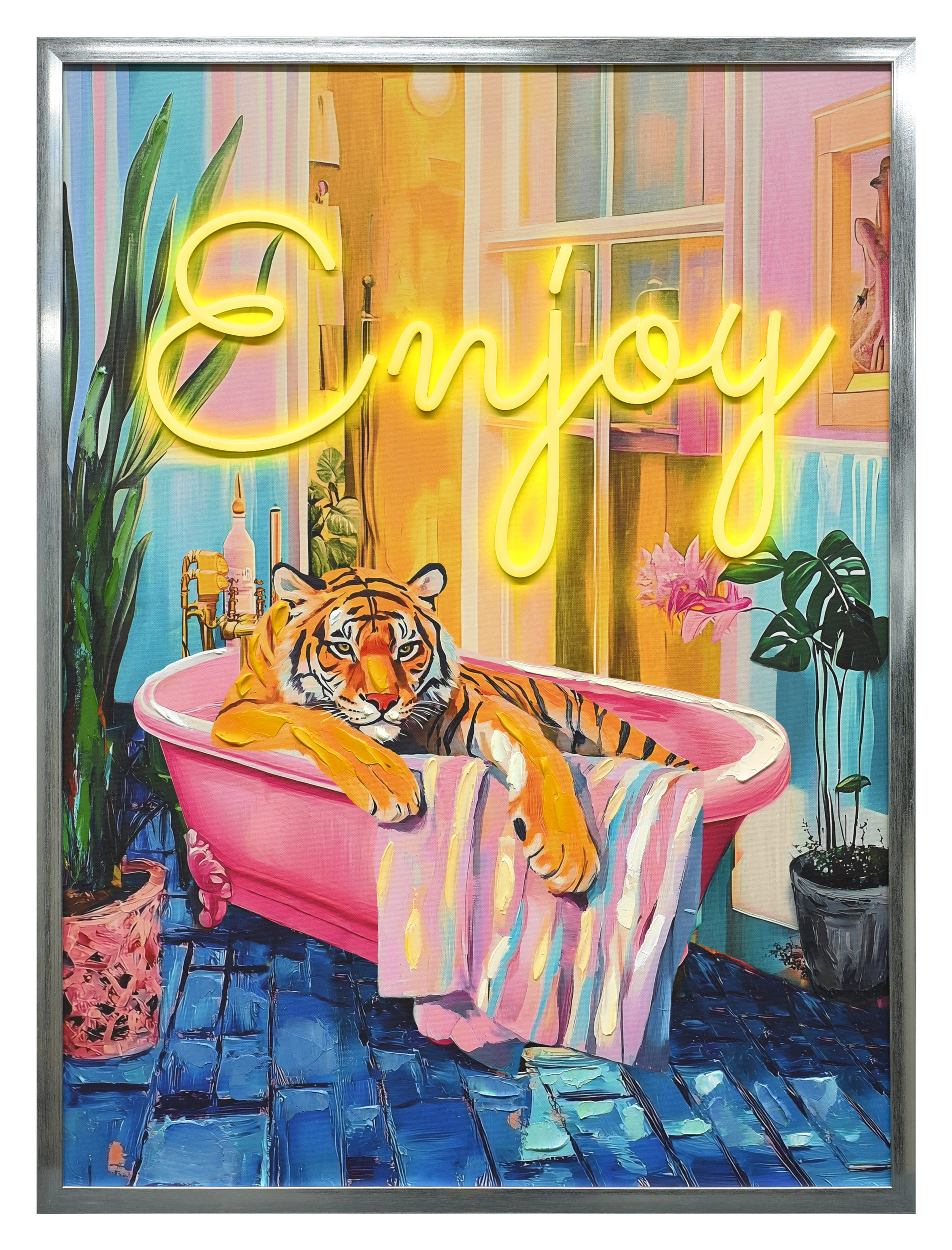 Wandbild Frame LED bathing pard 60x80cm