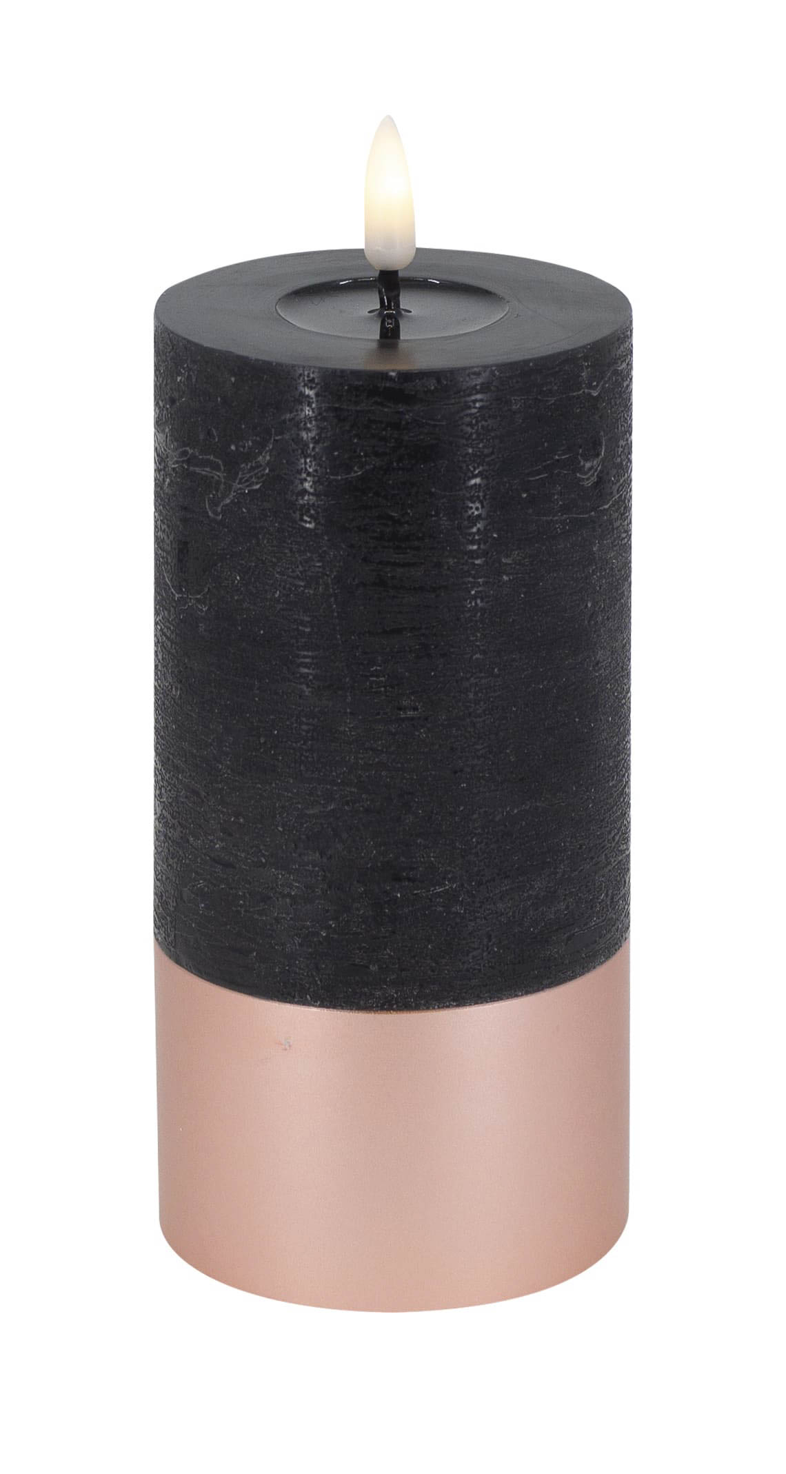 LED Kerze Alu-Kupfer black 7,5x15