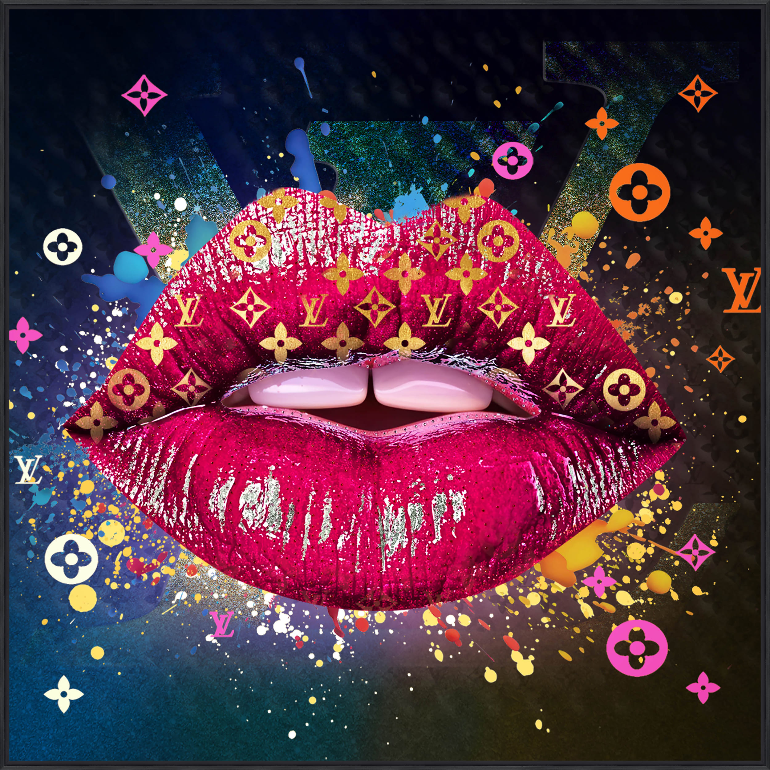 Wandbild Frame colourful Kiss 100x100cm