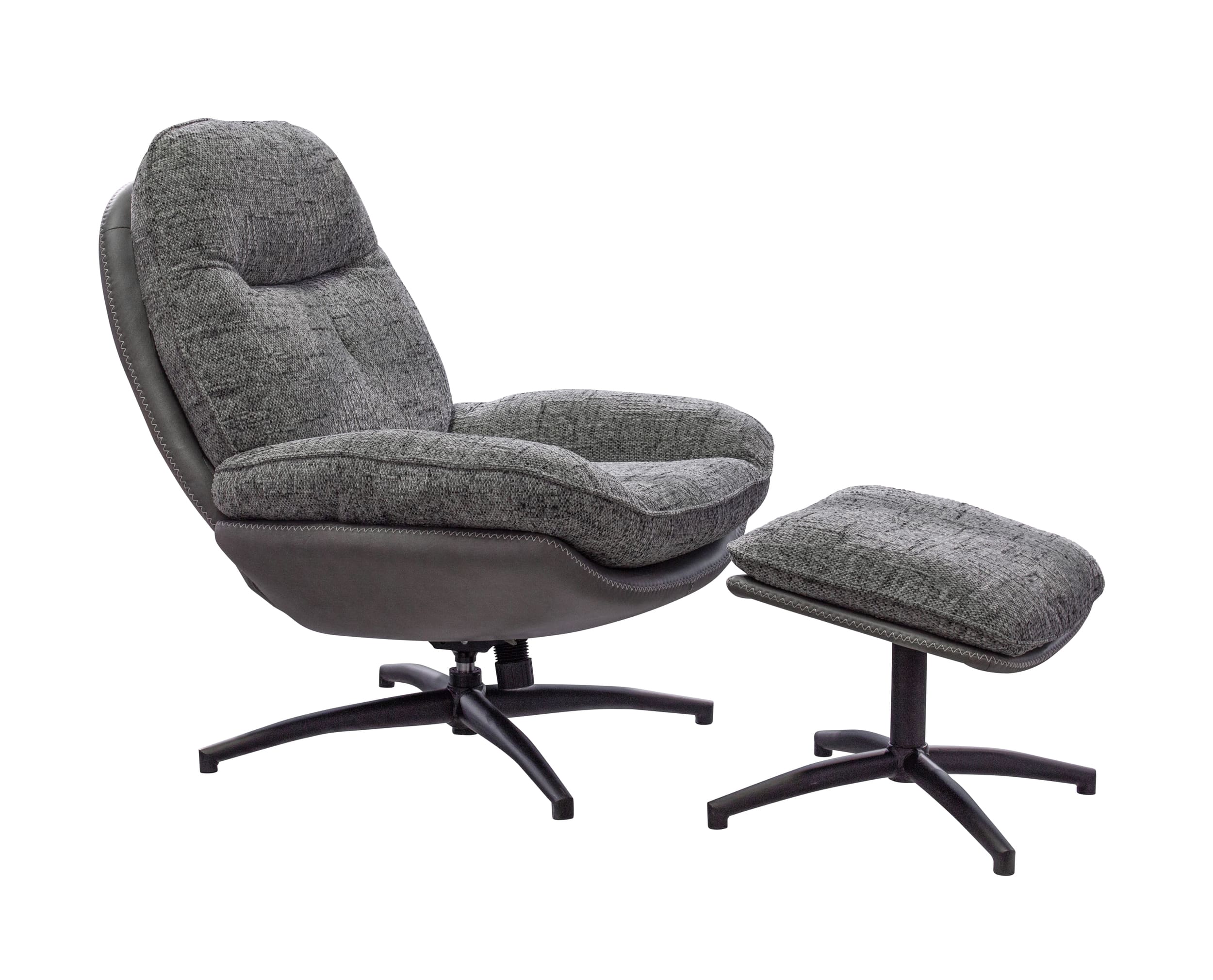 Drehsessel und Hocker Rockdale Bezug Webstoff grau mix