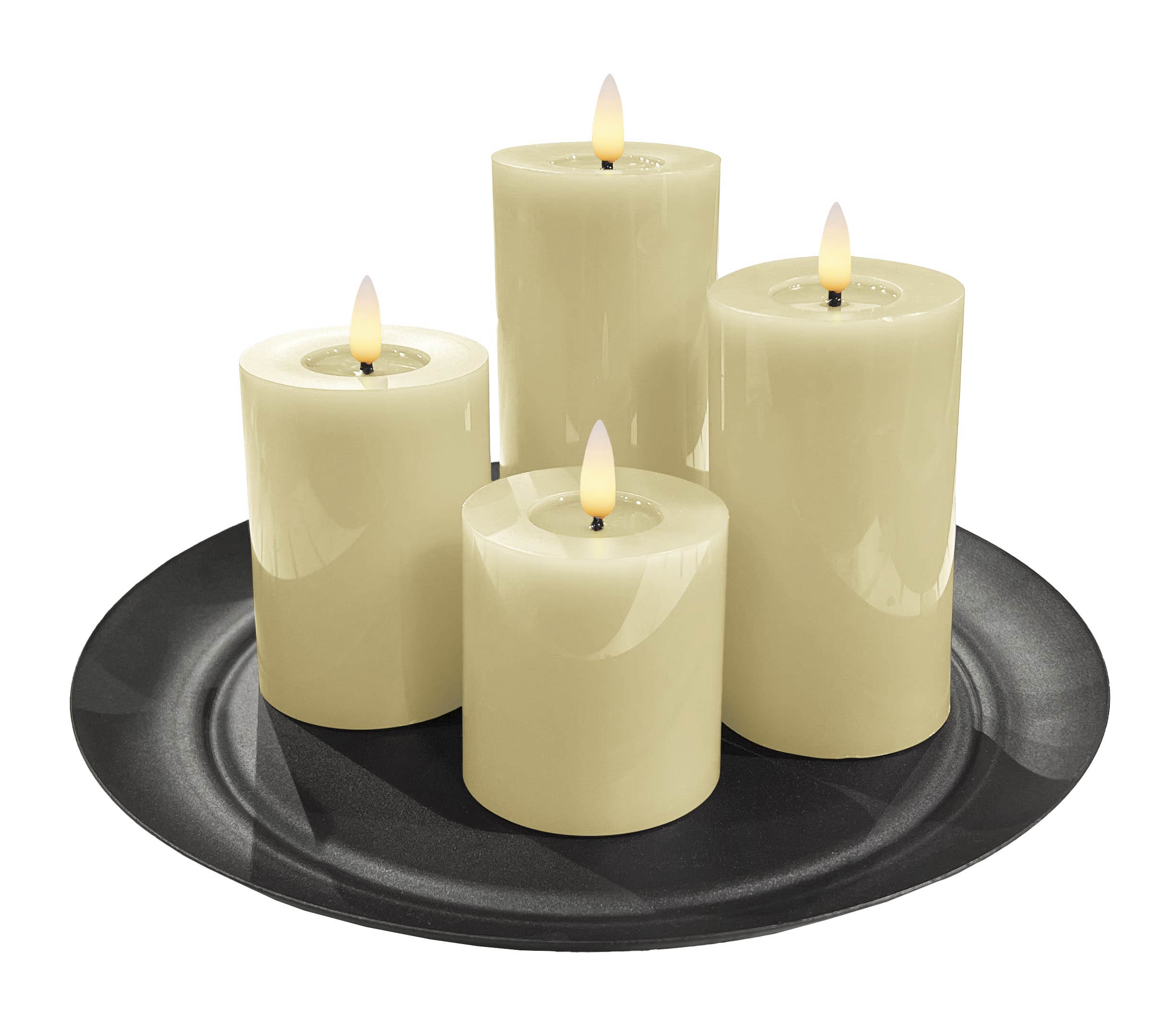 LED 4er Set W cream mit Teller