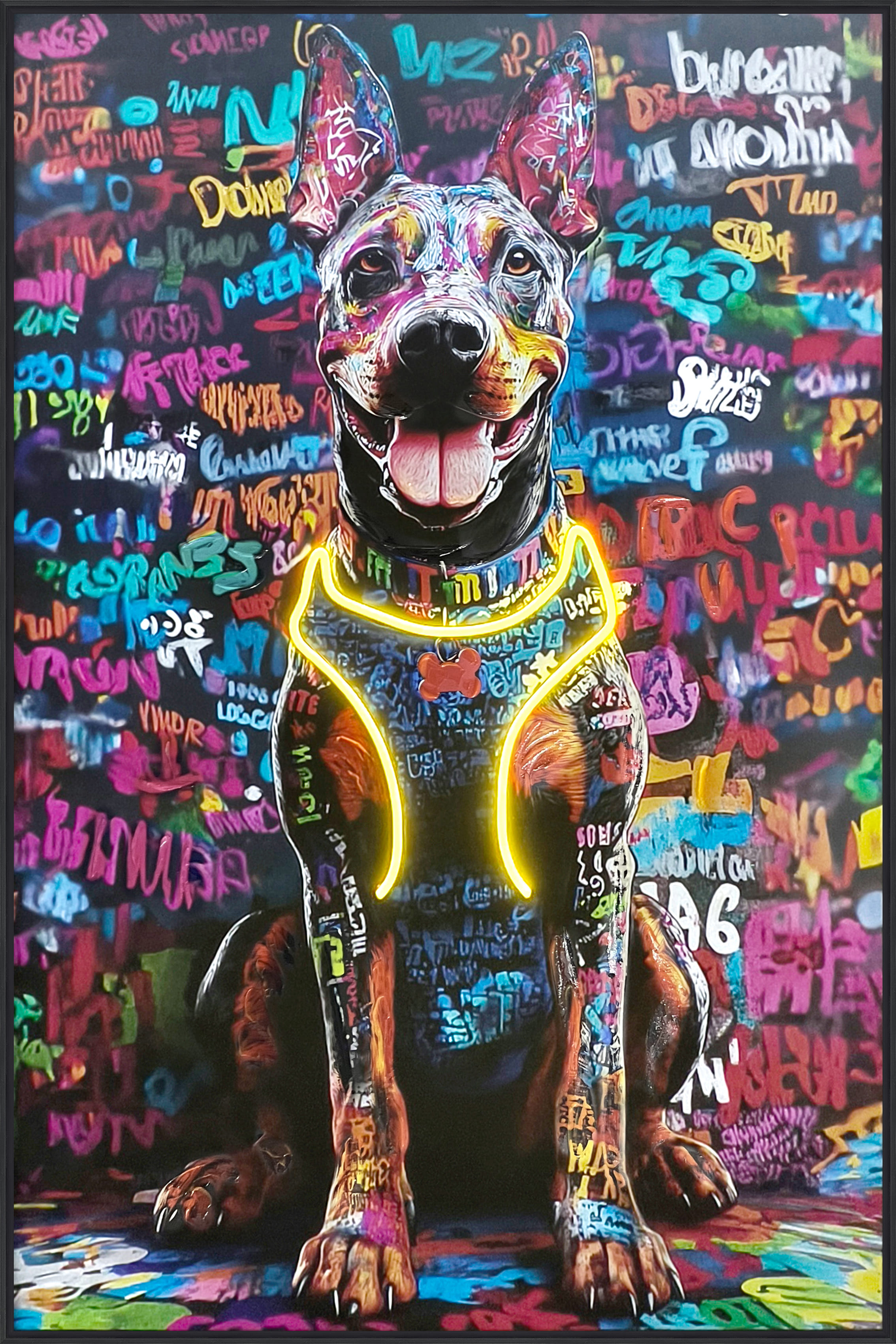 Wandbild LED Graffiti Doberman 80x120cm