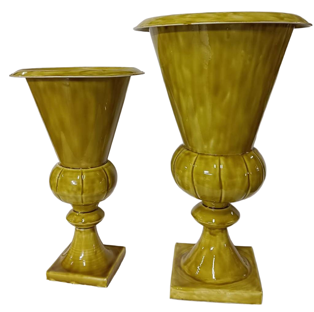 Standvase Eisen email. h-grün H=48cm