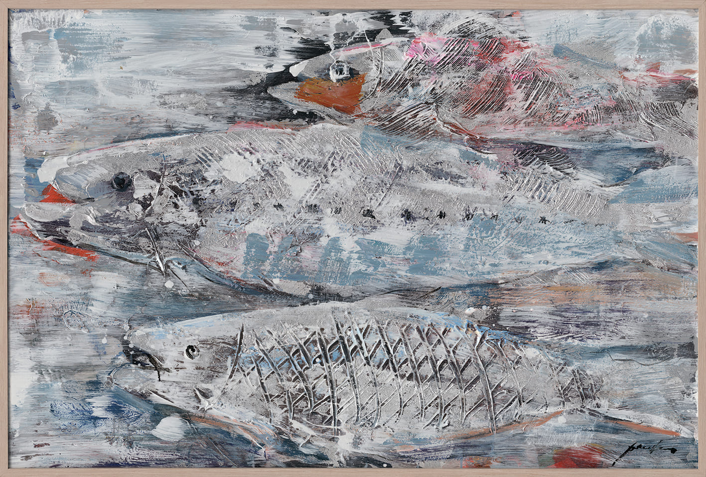 ÖLBILD FISCHE SILBER VOR