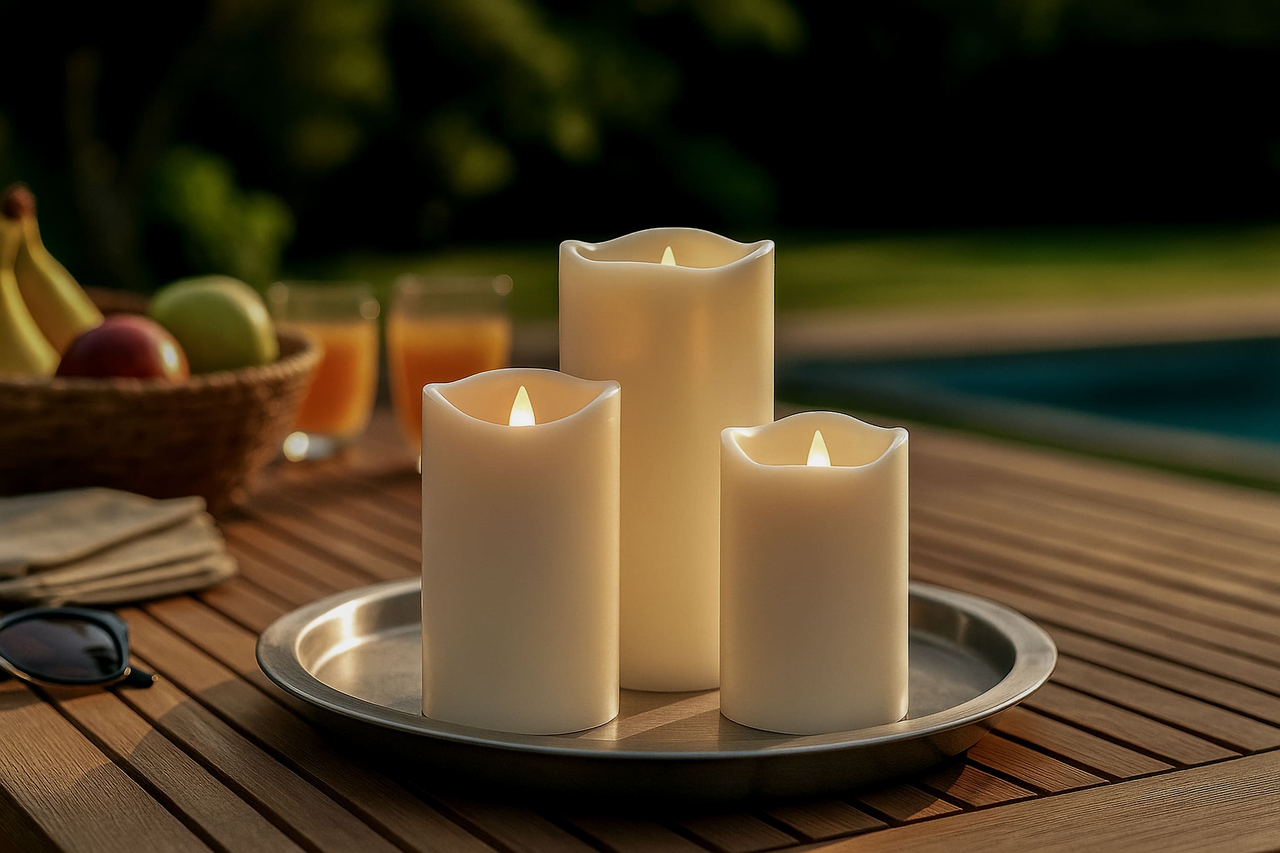 Solar Kerzen 3er Set cream